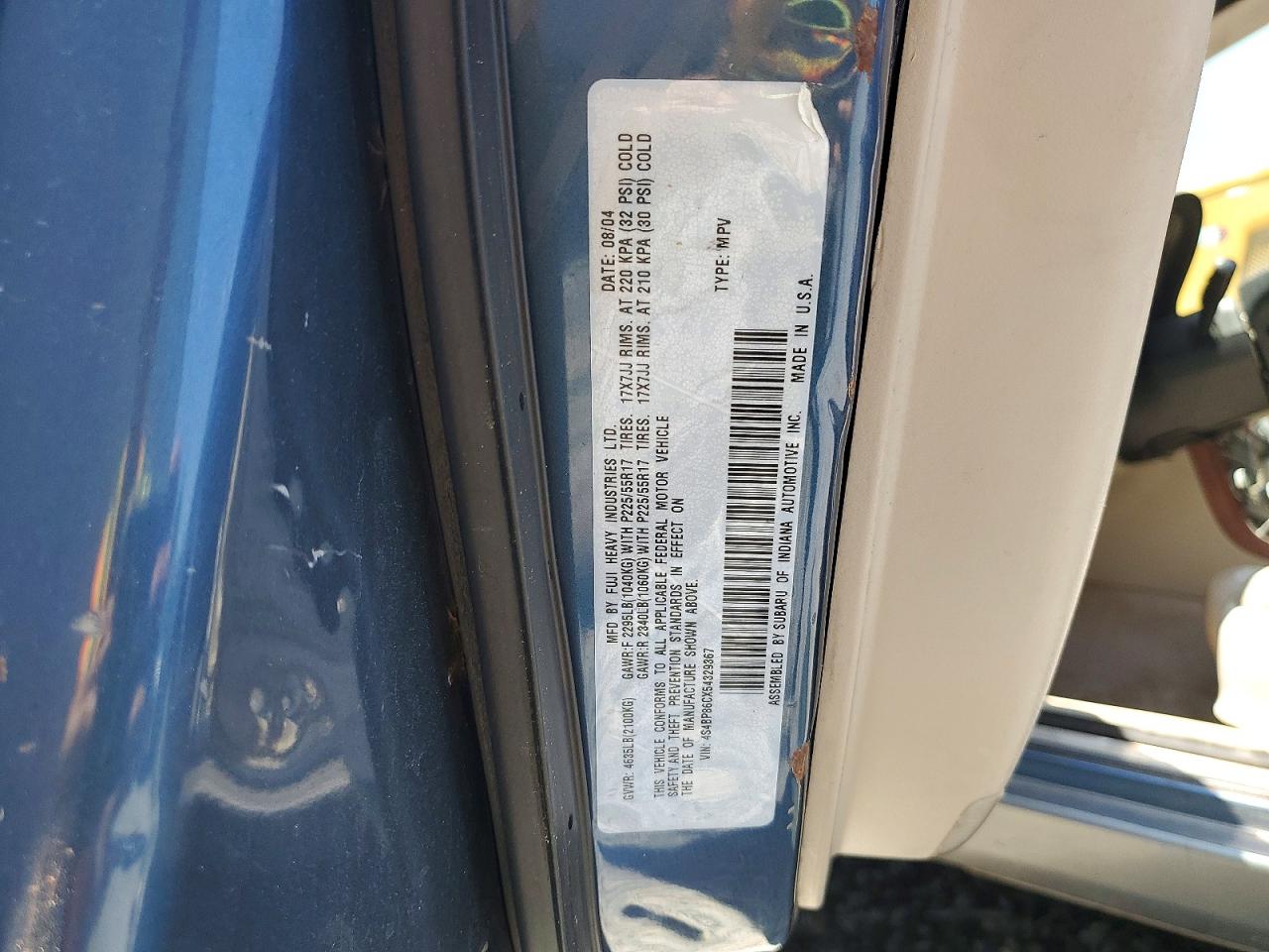 2005 Subaru Outback Outback H6 R Ll Bean Blue vin: 4S4BP86CX54329367