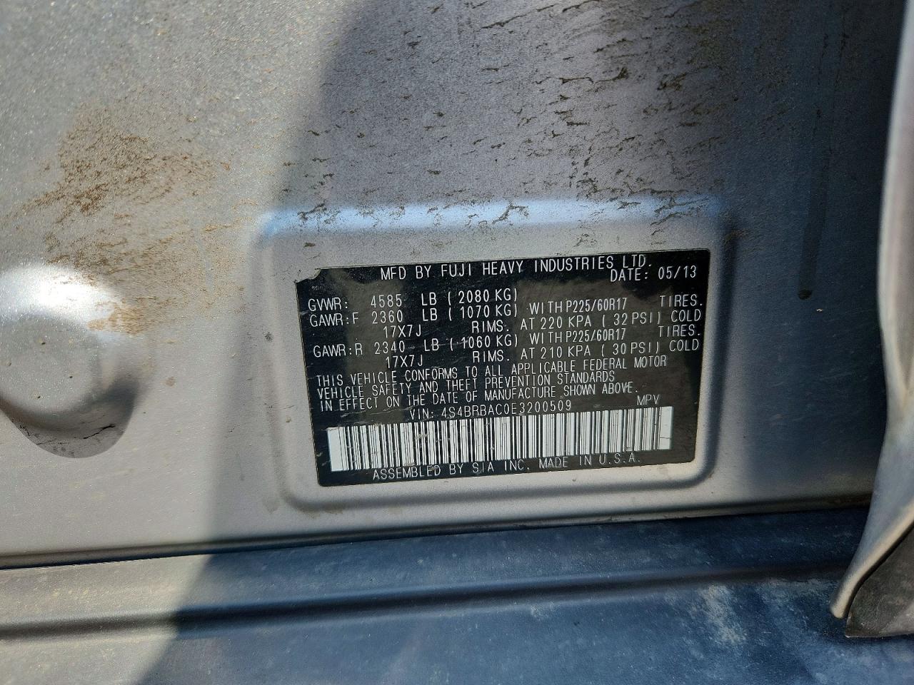 2014 Subaru Outback 2.5i Silver vin: 4S4BRBAC0E3200509