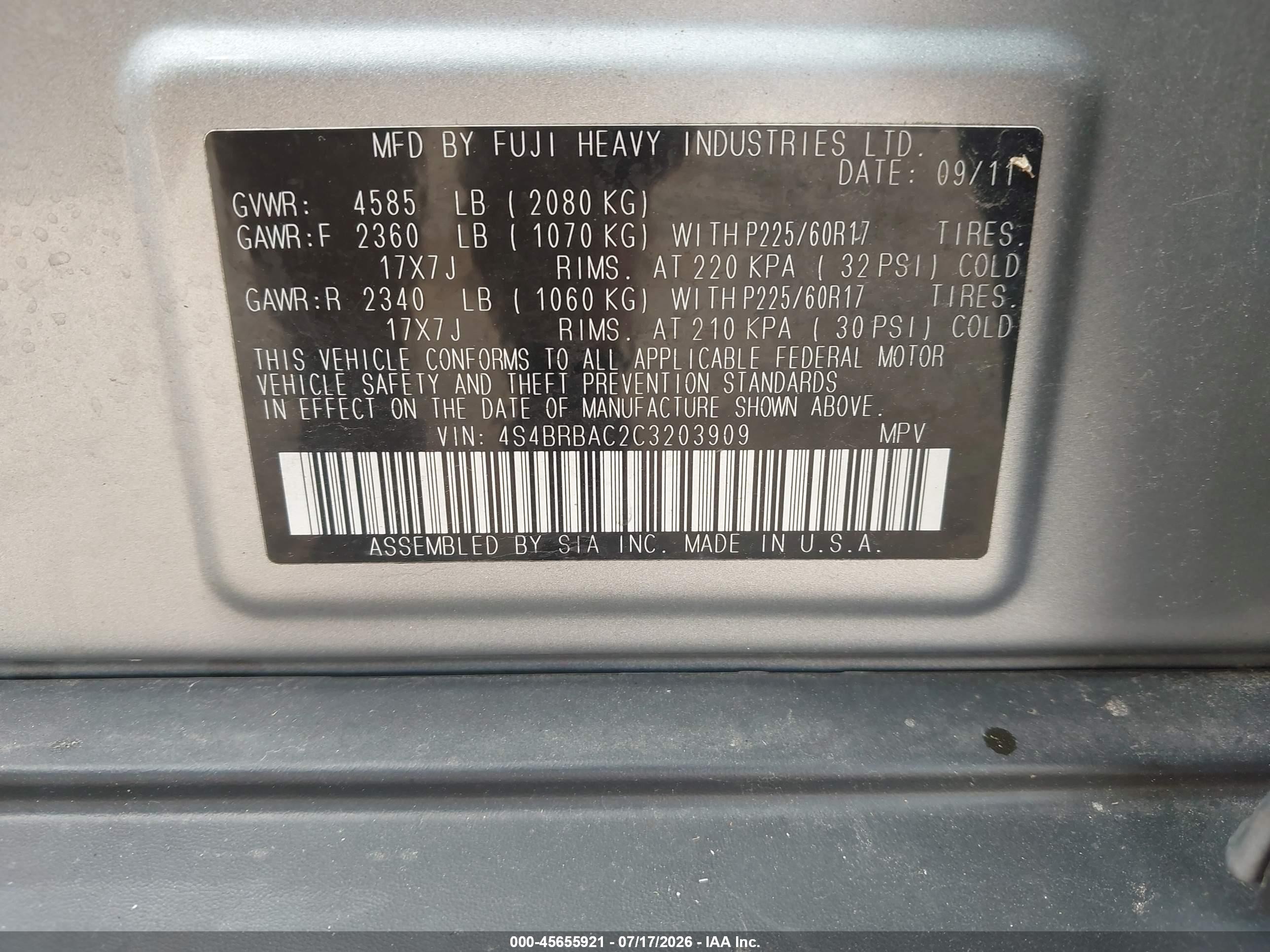 2012 Subaru Outback 2.5i Silver vin: 4S4BRBAC2C3203909