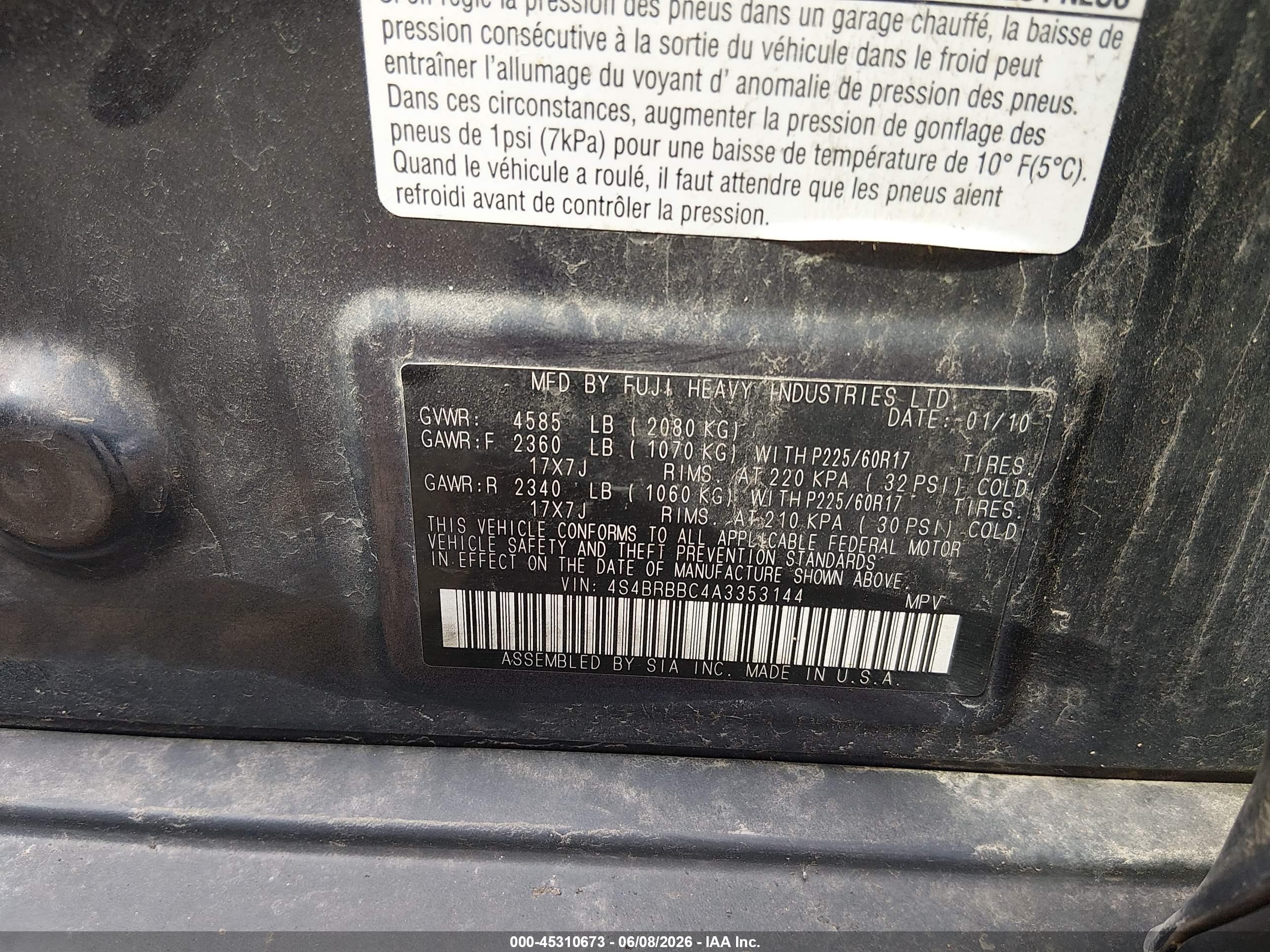 2010 Subaru Outback 2.5i Premium Dark Blue vin: 4S4BRBBC4A3353144
