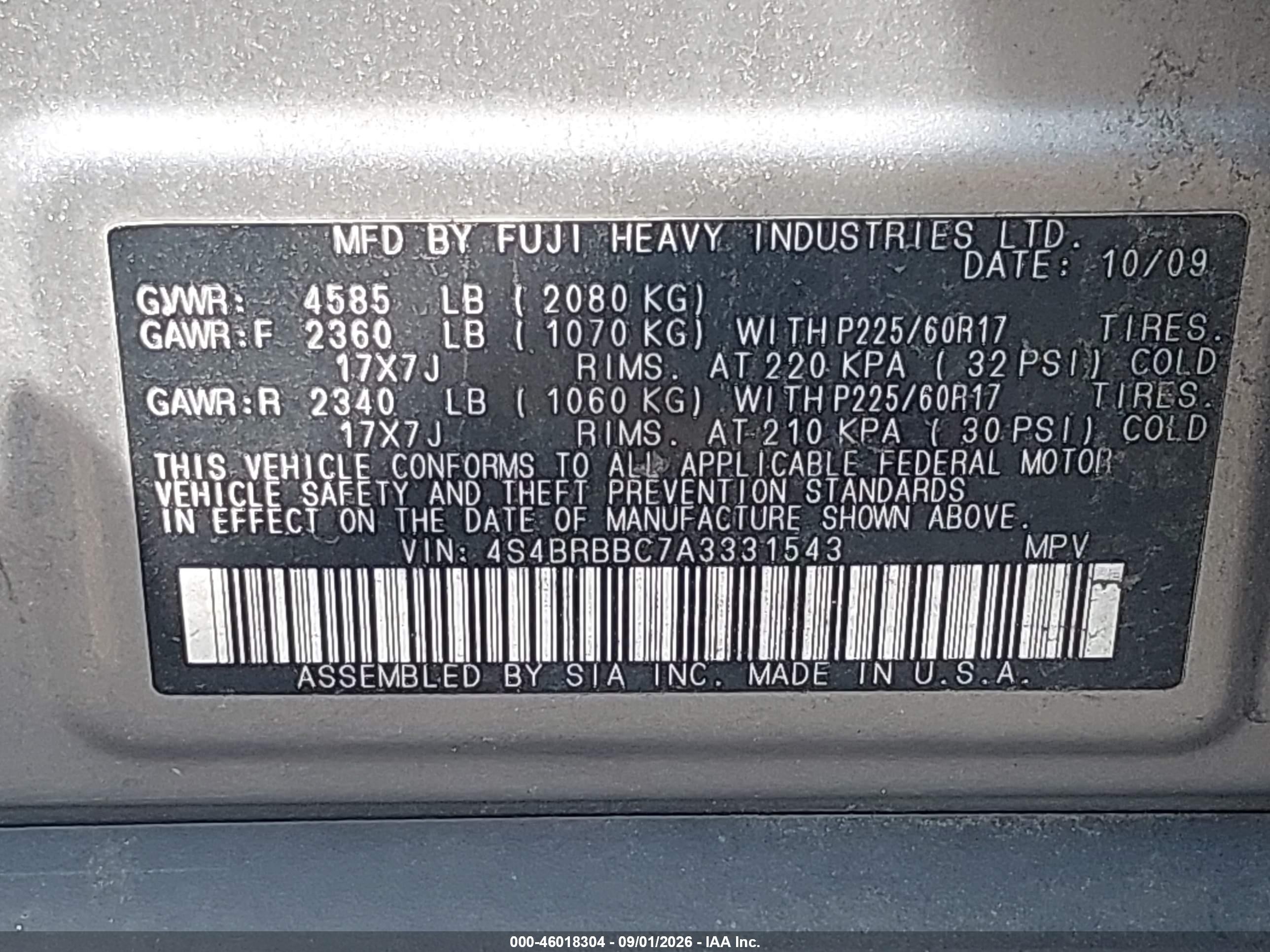 2010 Subaru Outback 2.5i Premium Silver vin: 4S4BRBBC7A3331543