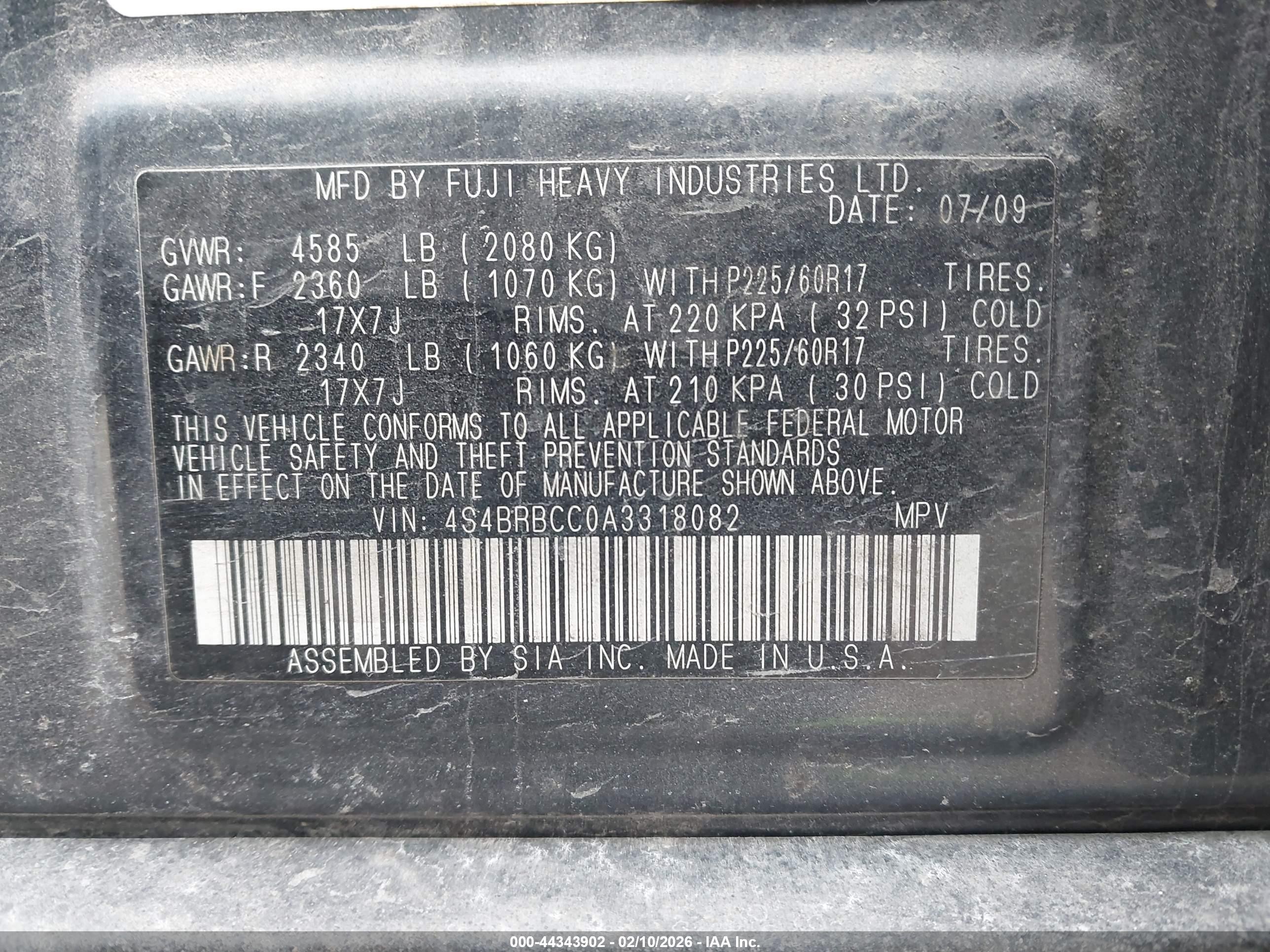 2010 Subaru Outback 2.5i Premium Gray vin: 4S4BRBCC0A3318082