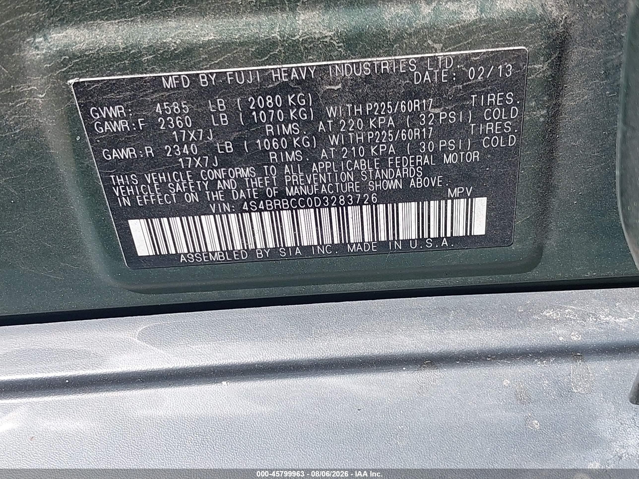 2013 Subaru Outback 2.5i Premium Green vin: 4S4BRBCC0D3283726