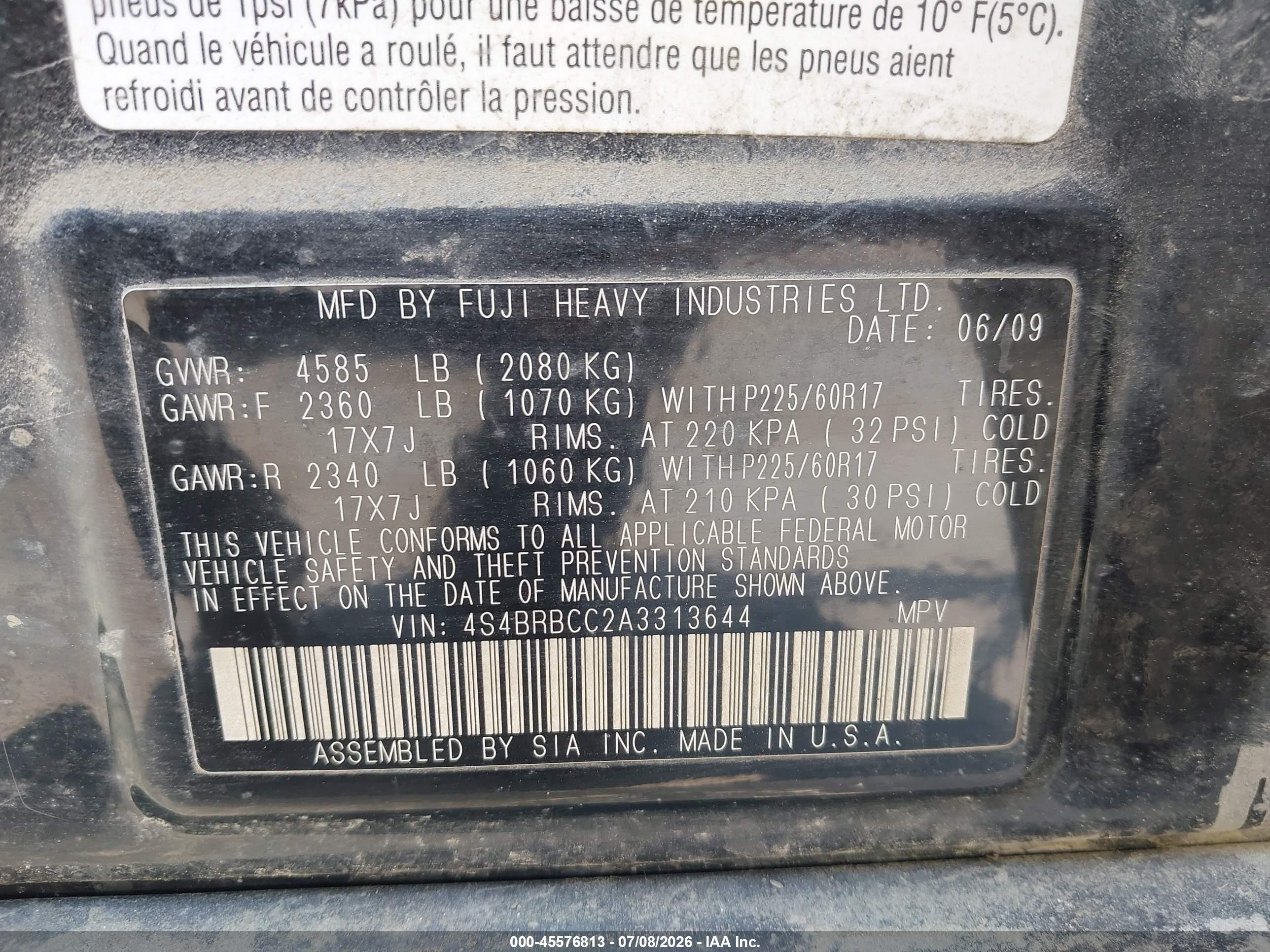2010 Subaru Outback 2.5i Premium Черный vin: 4S4BRBCC2A3313644