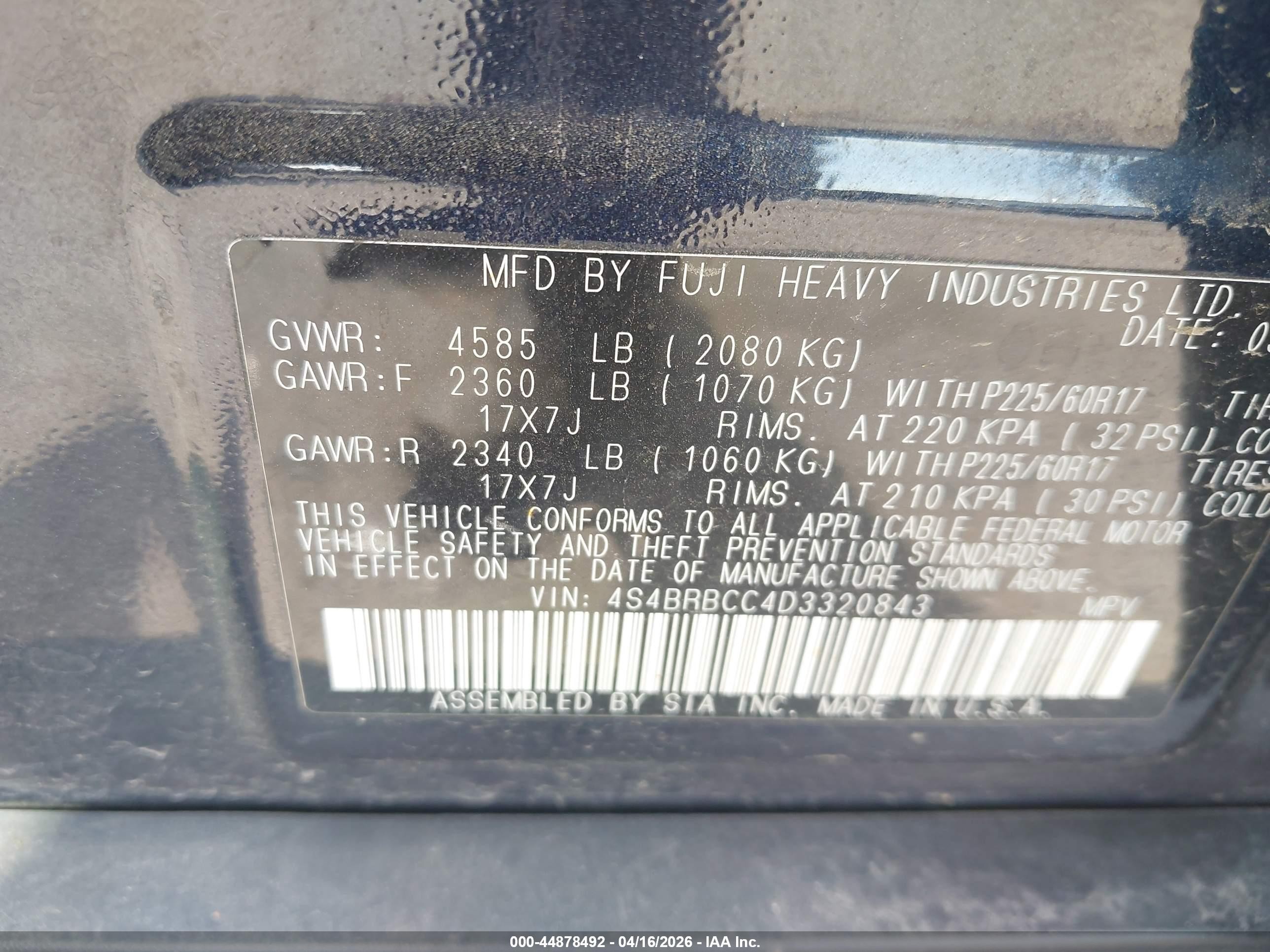 2013 Subaru Outback 2.5i Premium Dark Blue vin: 4S4BRBCC4D3320843