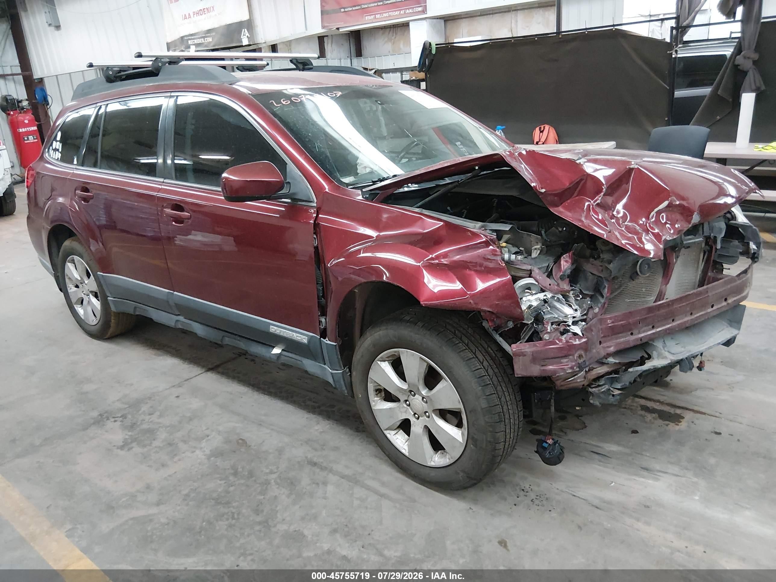 2012 Subaru Outback 2.5i Premium Темно-бордовый vin: 4S4BRBCCXC3215853