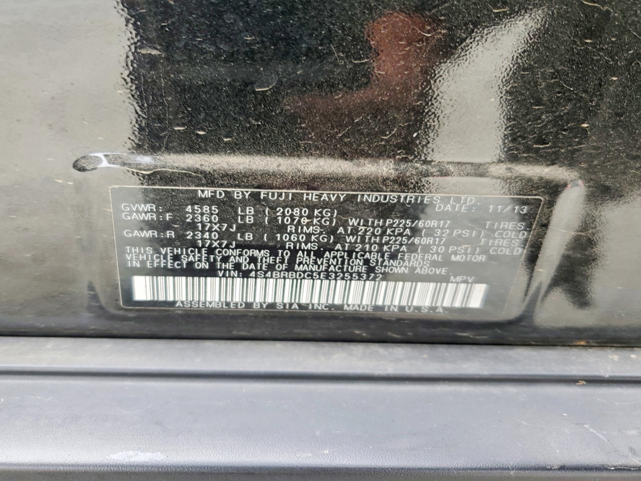 2014 Subaru Outback 2.5i Premium Black vin: 4S4BRBDC5E3255372