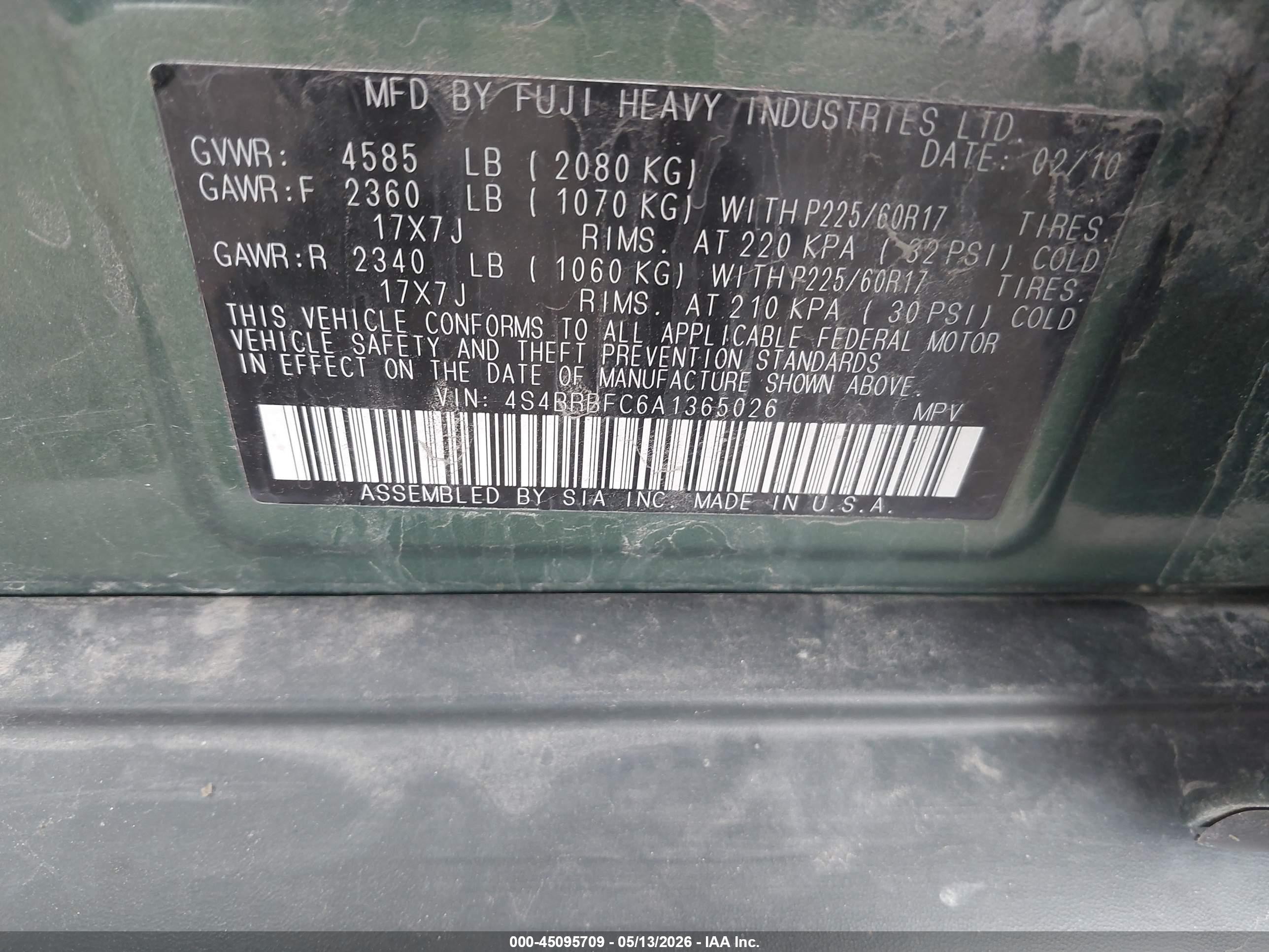 2010 Subaru Outback 2.5i Premium Зеленый vin: 4S4BRBFC6A1365026