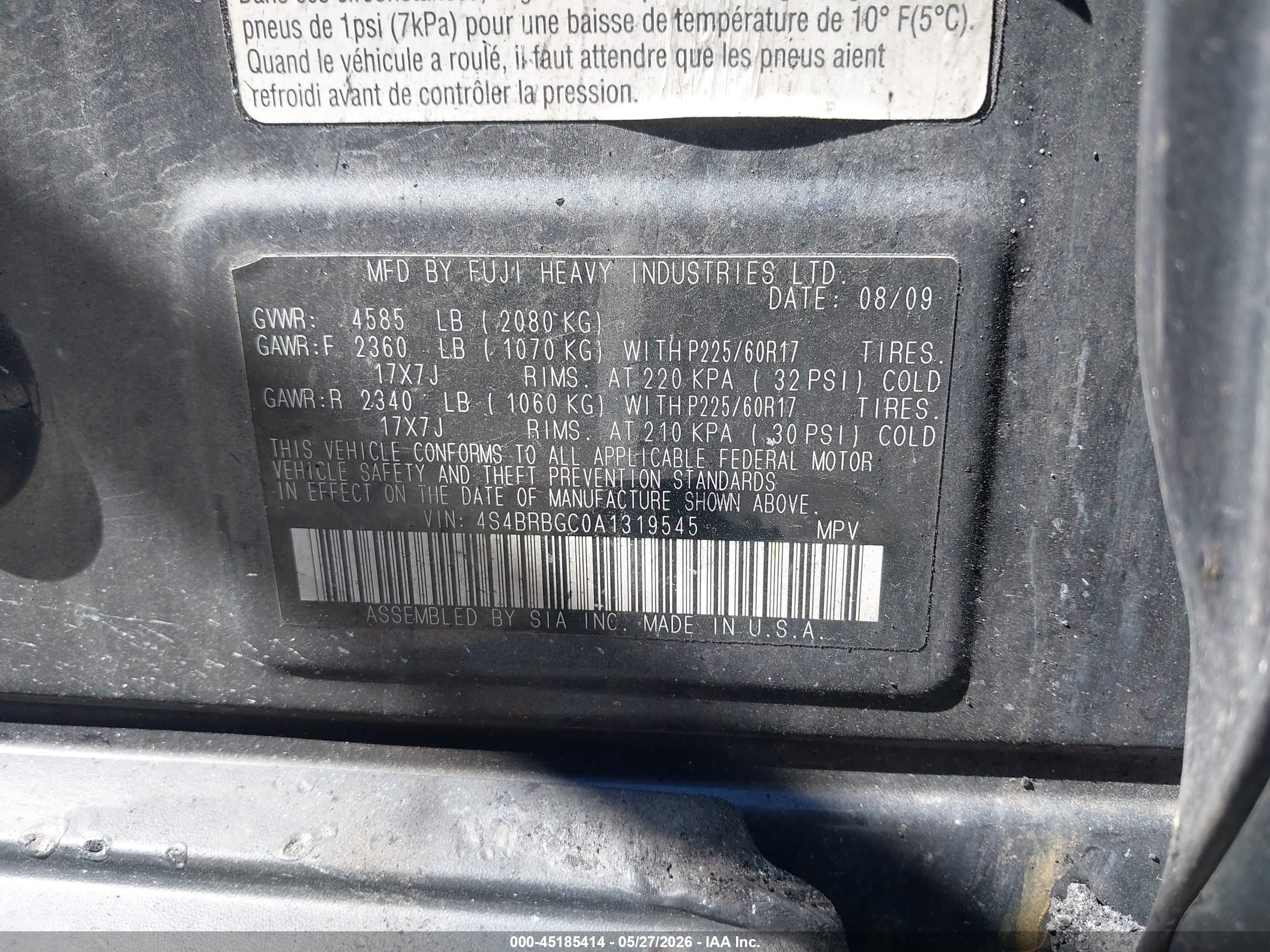 2010 Subaru Outback 2.5i Premium Gray vin: 4S4BRBGC0A1319545