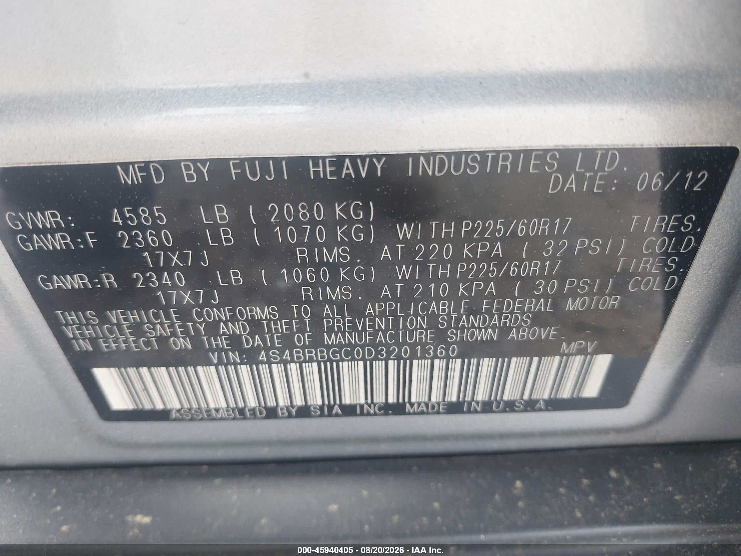 2013 Subaru Outback 2.5i Premium Silver vin: 4S4BRBGC0D3201360