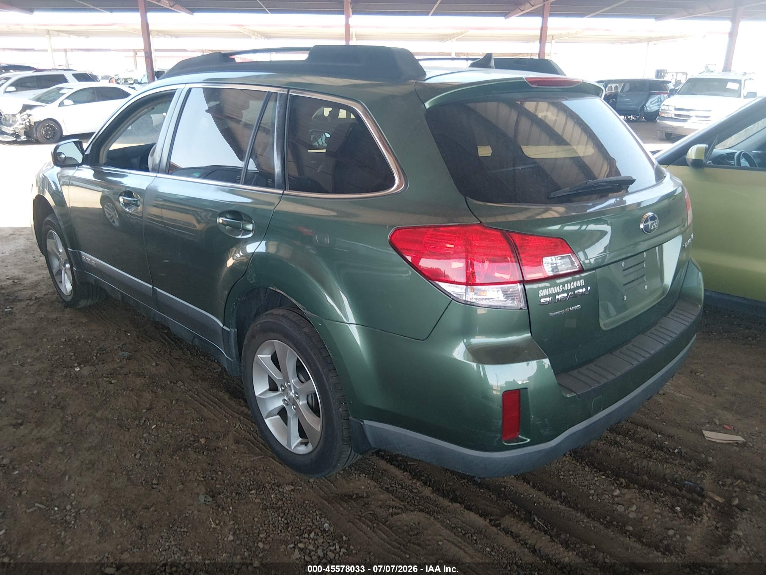 2013 Subaru Outback 2.5i Limited Green vin: 4S4BRBJC3D3294304