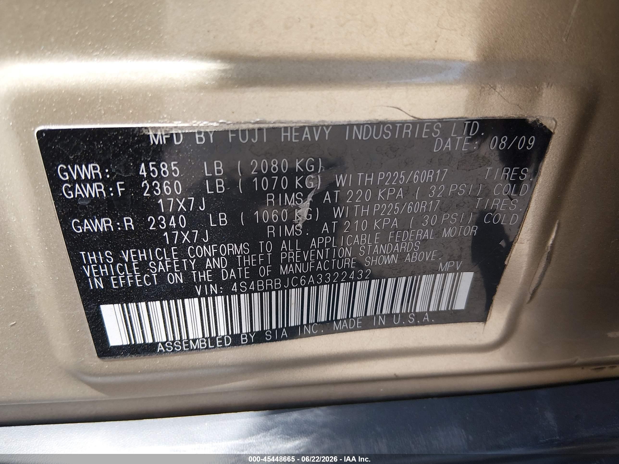 2010 Subaru Outback 2.5i Limited Gold vin: 4S4BRBJC6A3322432