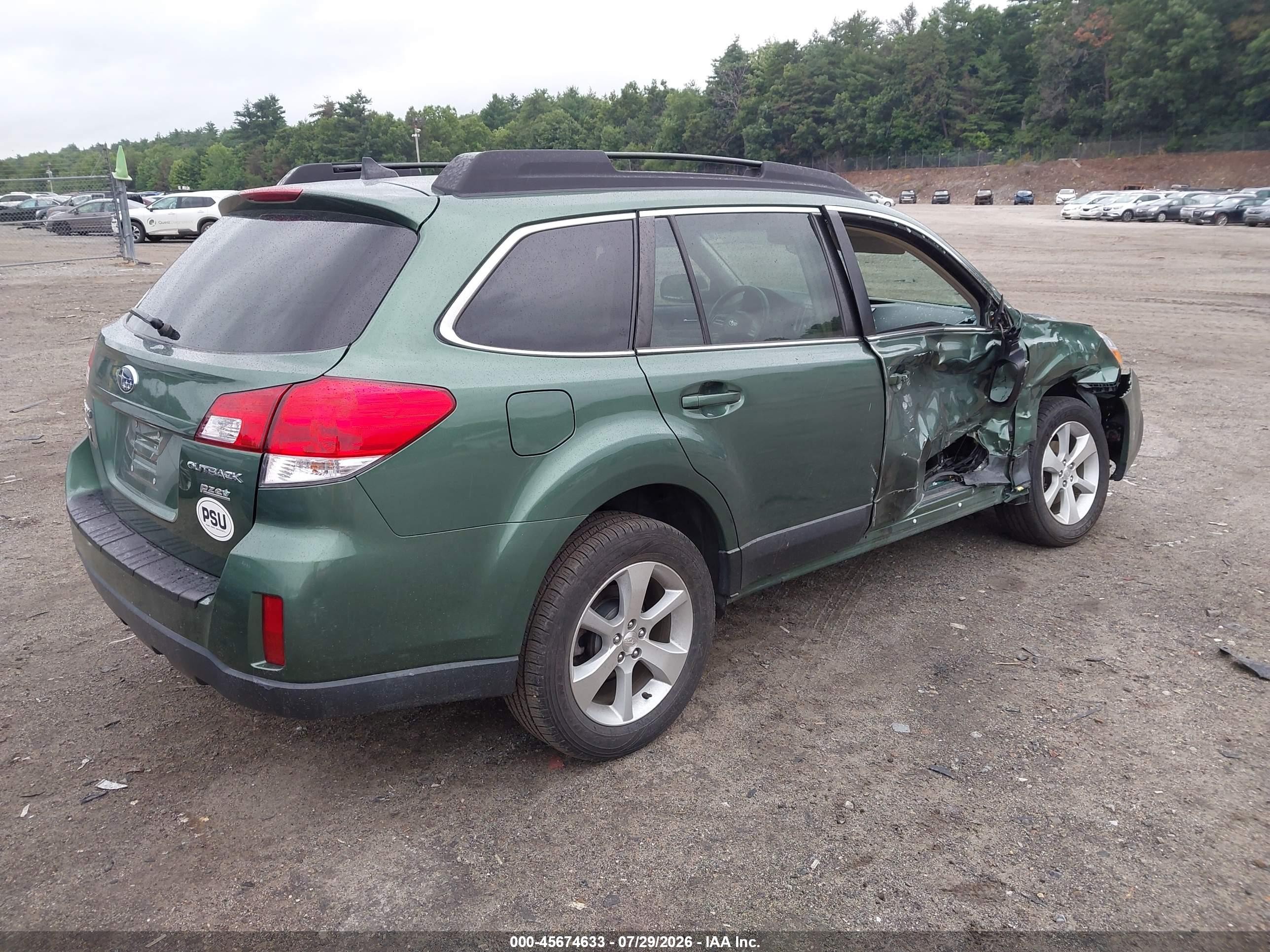 2013 Subaru Outback 2.5i Limited Green vin: 4S4BRBJC8D3297893