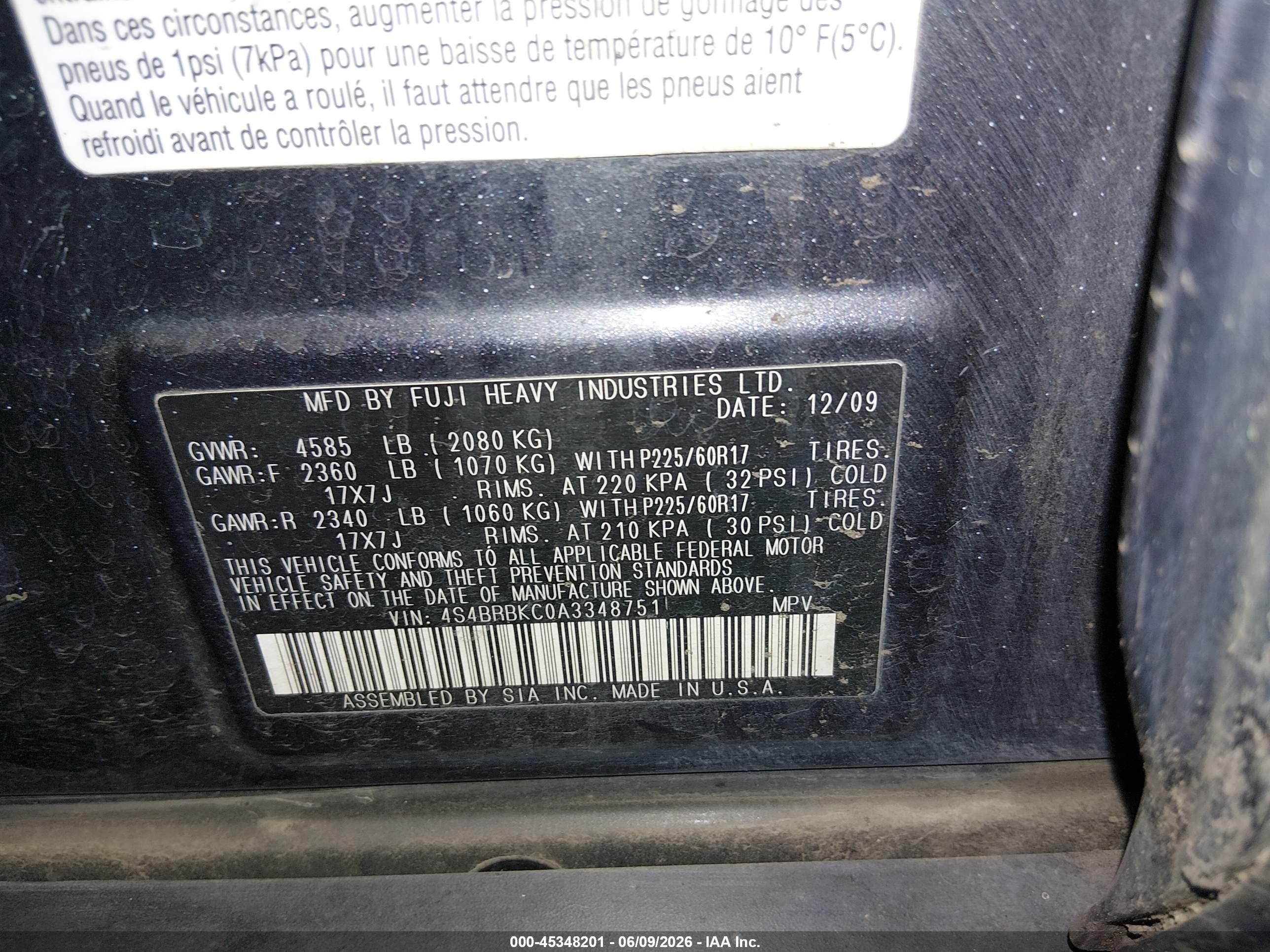 2010 Subaru Outback 2.5i Limited Gray vin: 4S4BRBKC0A3348751