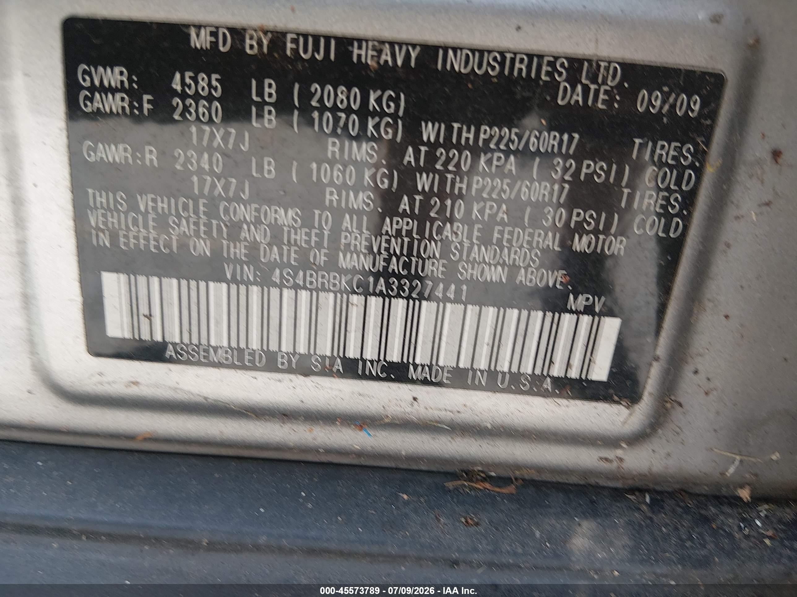 2010 Subaru Outback 2.5i Limited Серебряный vin: 4S4BRBKC1A3327441