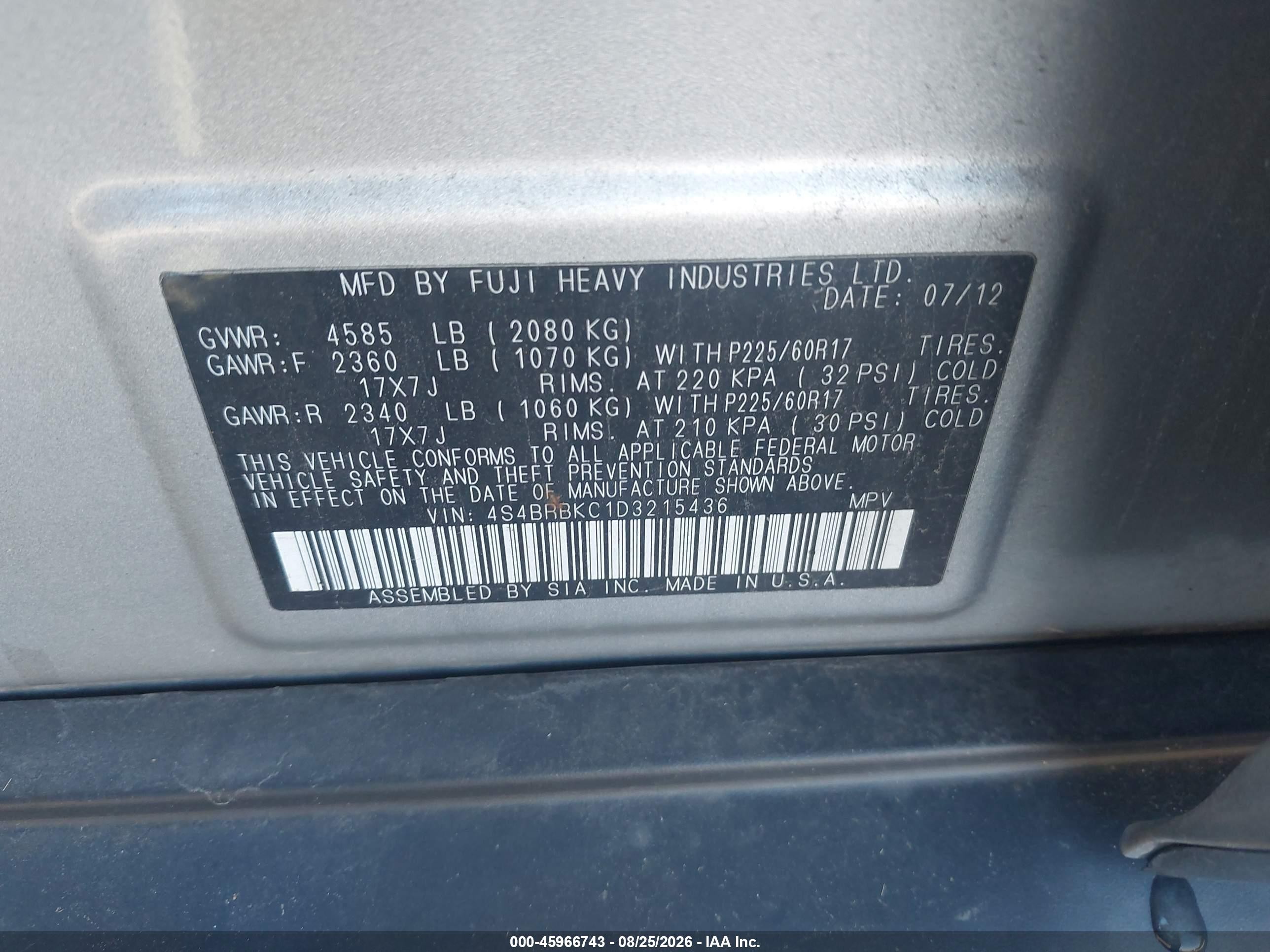 2013 Subaru Outback 2.5i Limited Silver vin: 4S4BRBKC1D3215436