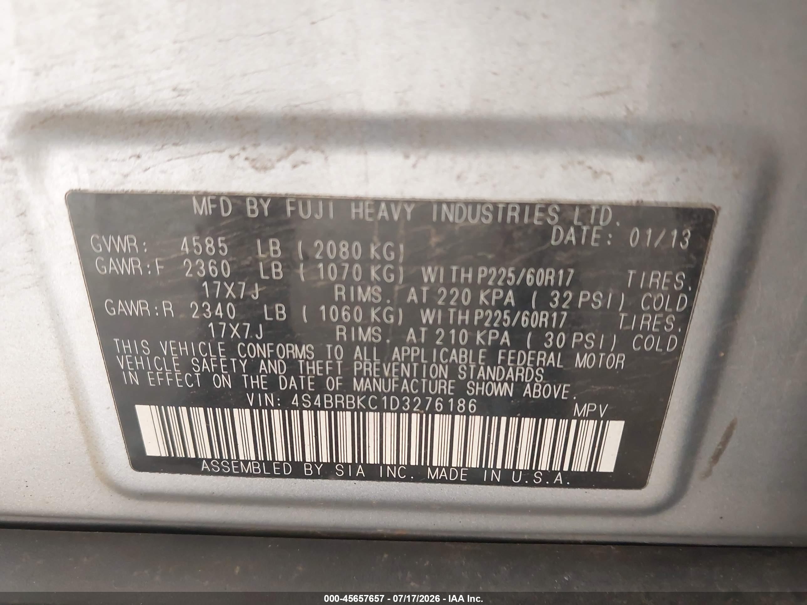 2013 Subaru Outback 2.5i Limited Silver vin: 4S4BRBKC1D3276186