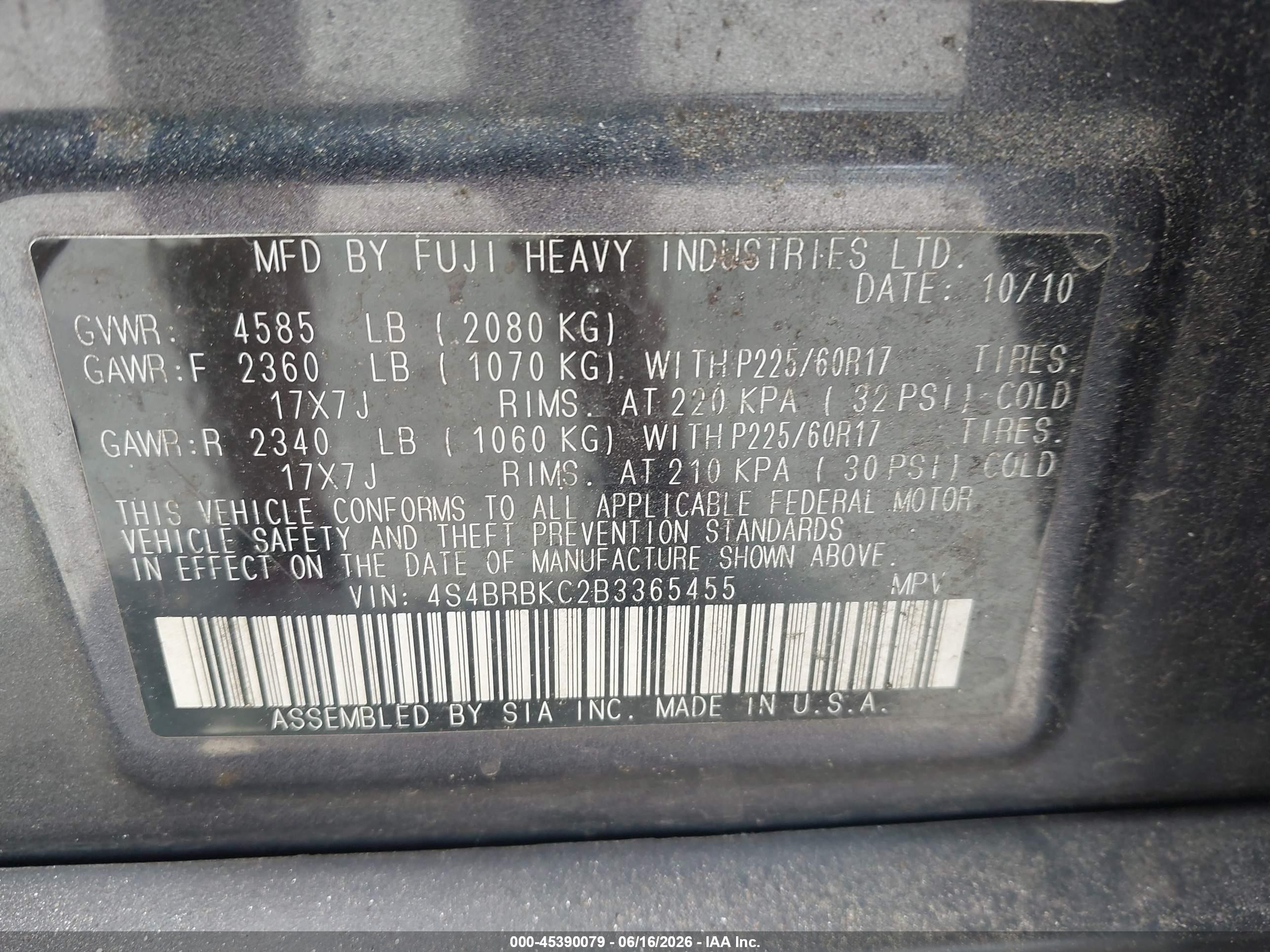 2011 Subaru Outback 2.5i Limited Gray vin: 4S4BRBKC2B3365455