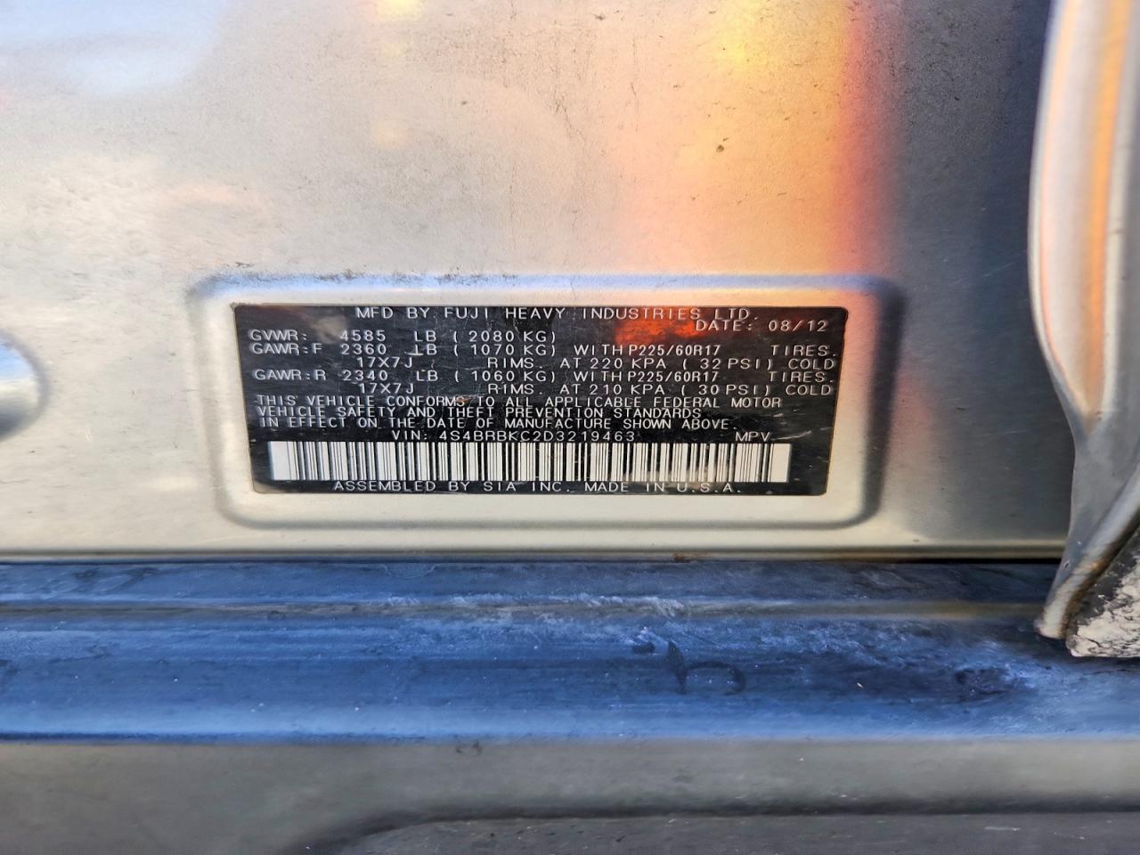 2013 Subaru Outback 2.5i Limited Silver vin: 4S4BRBKC2D3219463