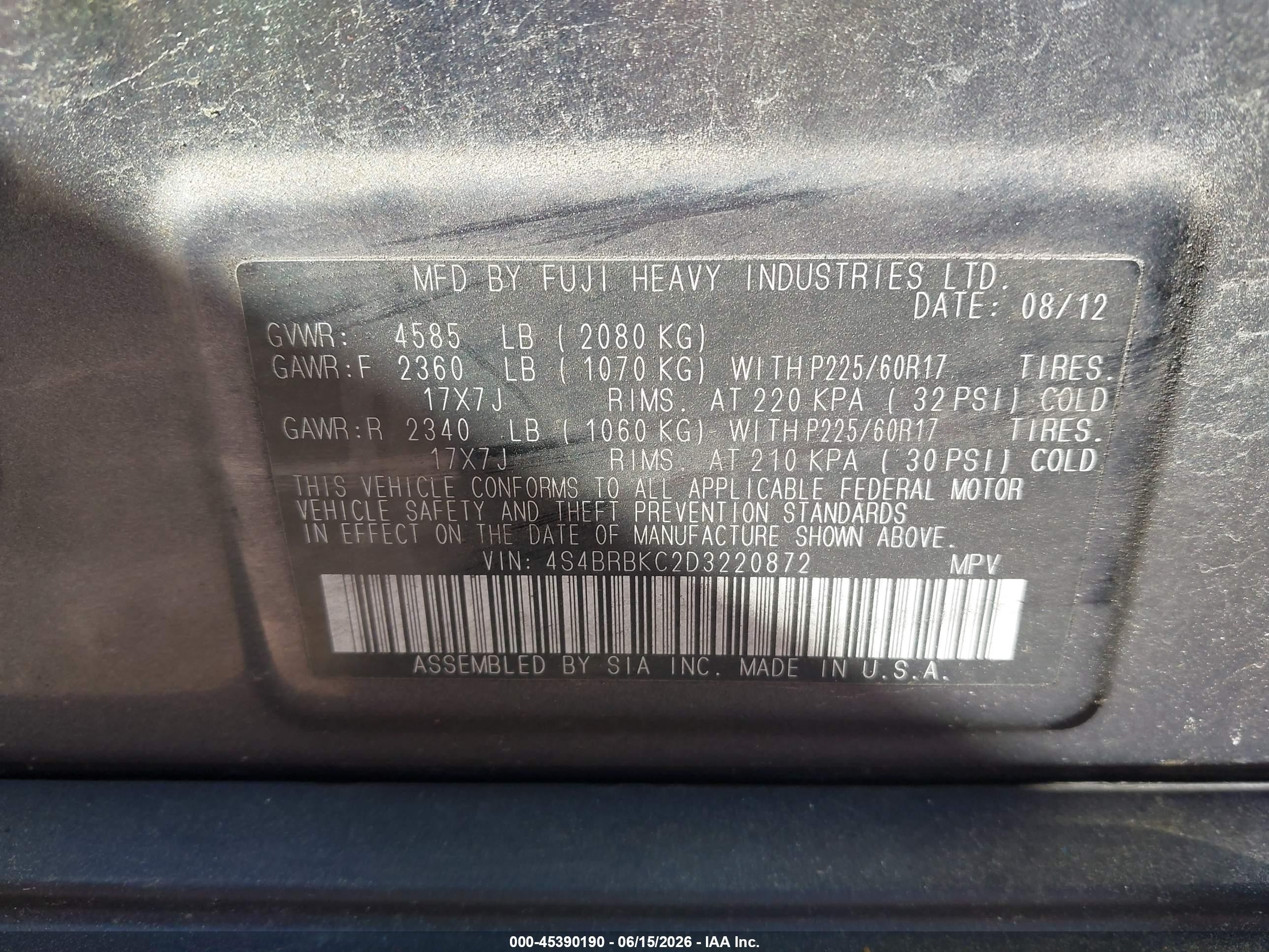 2013 Subaru Outback 2.5i Limited Gray vin: 4S4BRBKC2D3220872