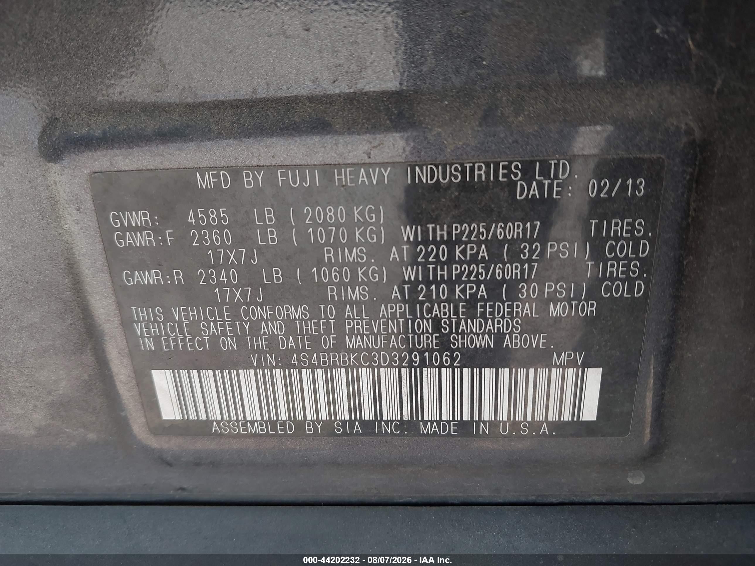 2013 Subaru Outback 2.5i Limited Gray vin: 4S4BRBKC3D3291062