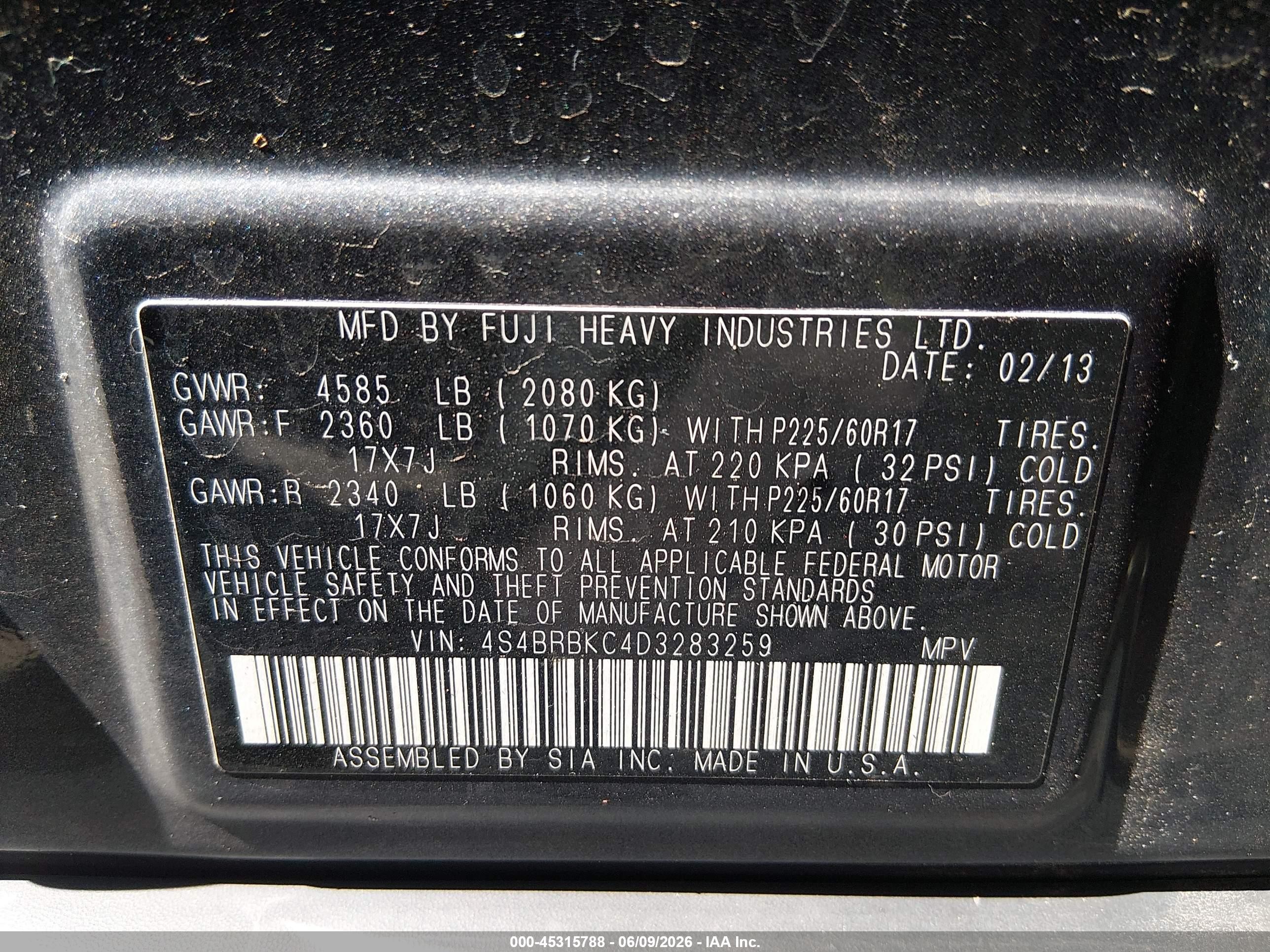 2013 Subaru Outback 2.5i Limited Gray vin: 4S4BRBKC4D3283259
