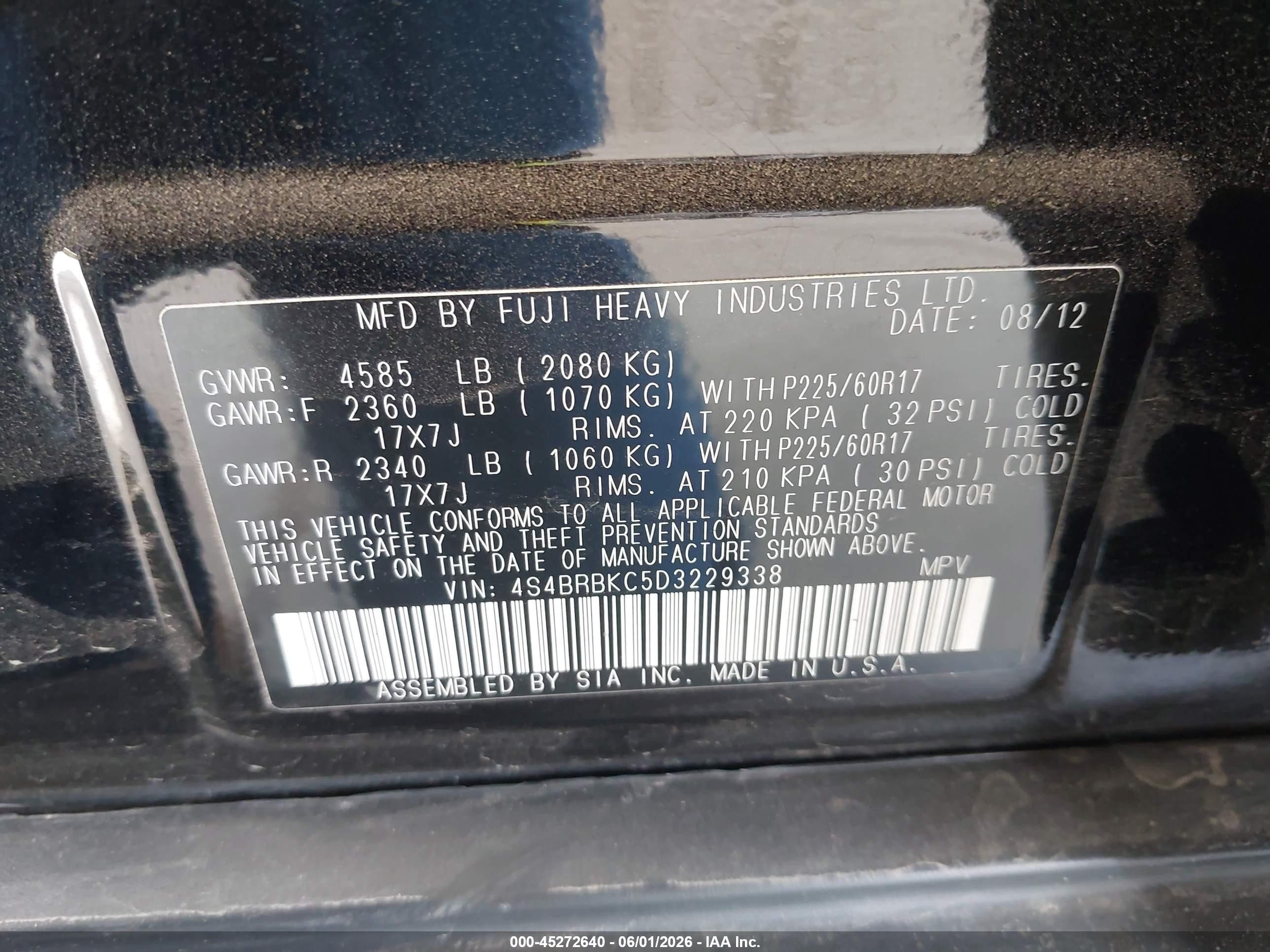 2013 Subaru Outback 2.5i Limited Black vin: 4S4BRBKC5D3229338