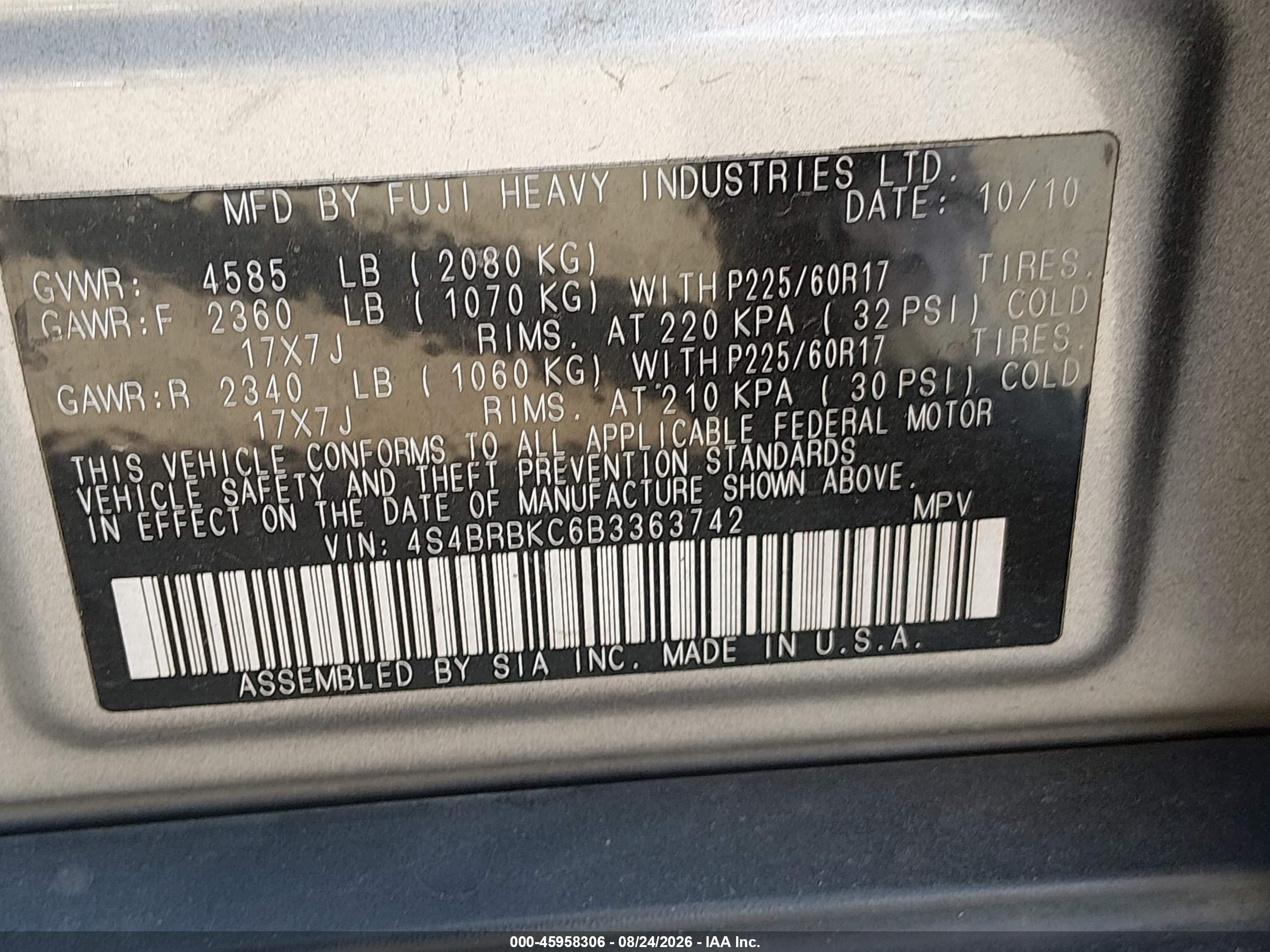 2011 Subaru Outback 2.5i Limited Silver vin: 4S4BRBKC6B3363742