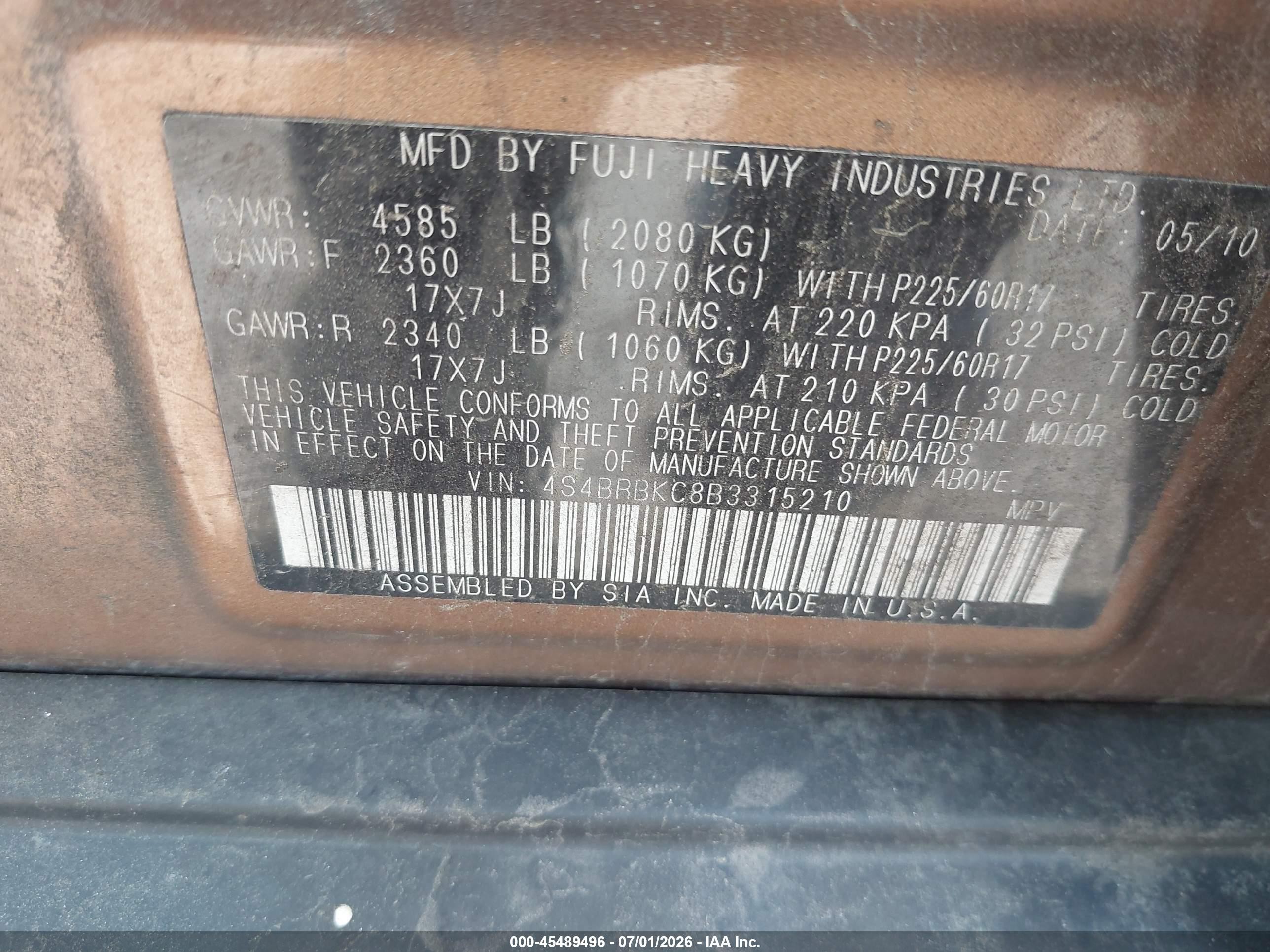 2011 Subaru Outback 2.5i Limited Brown vin: 4S4BRBKC8B3315210