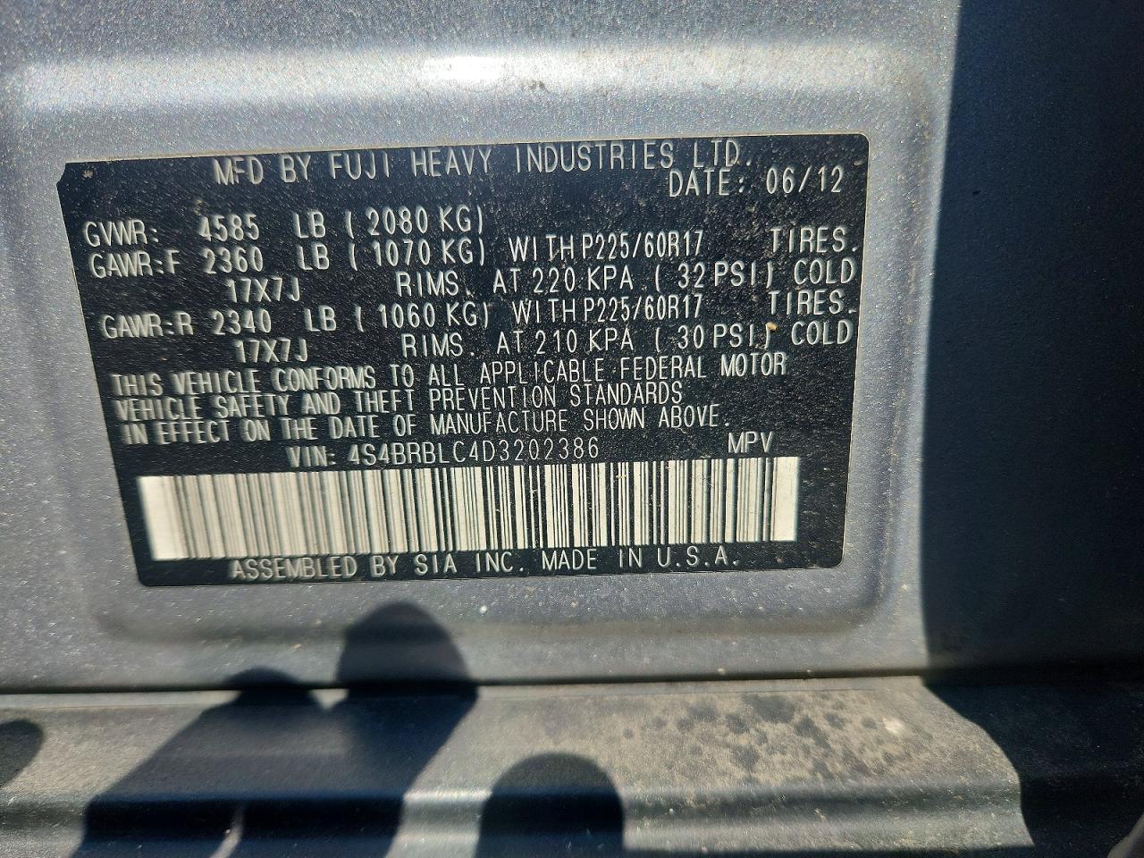 2013 Subaru Outback 2.5i Limited Gray vin: 4S4BRBLC4D3202386