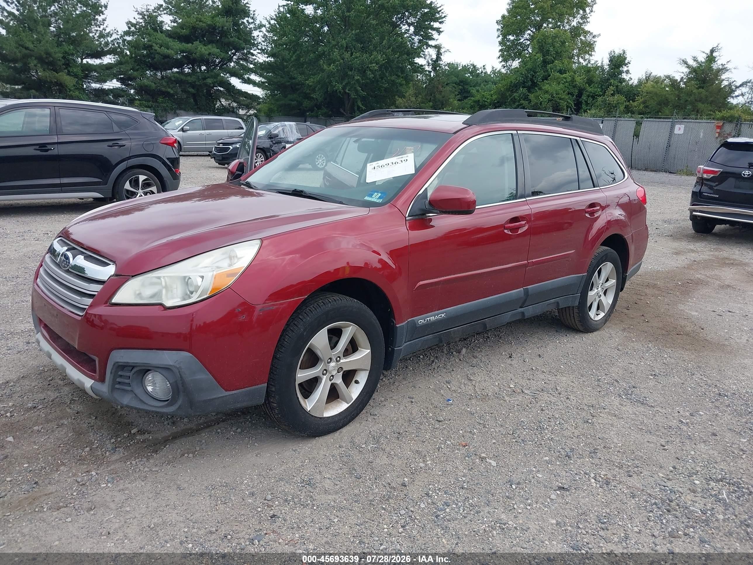 2014 Subaru Outback 2.5i Limited Red vin: 4S4BRBLC9E3327384