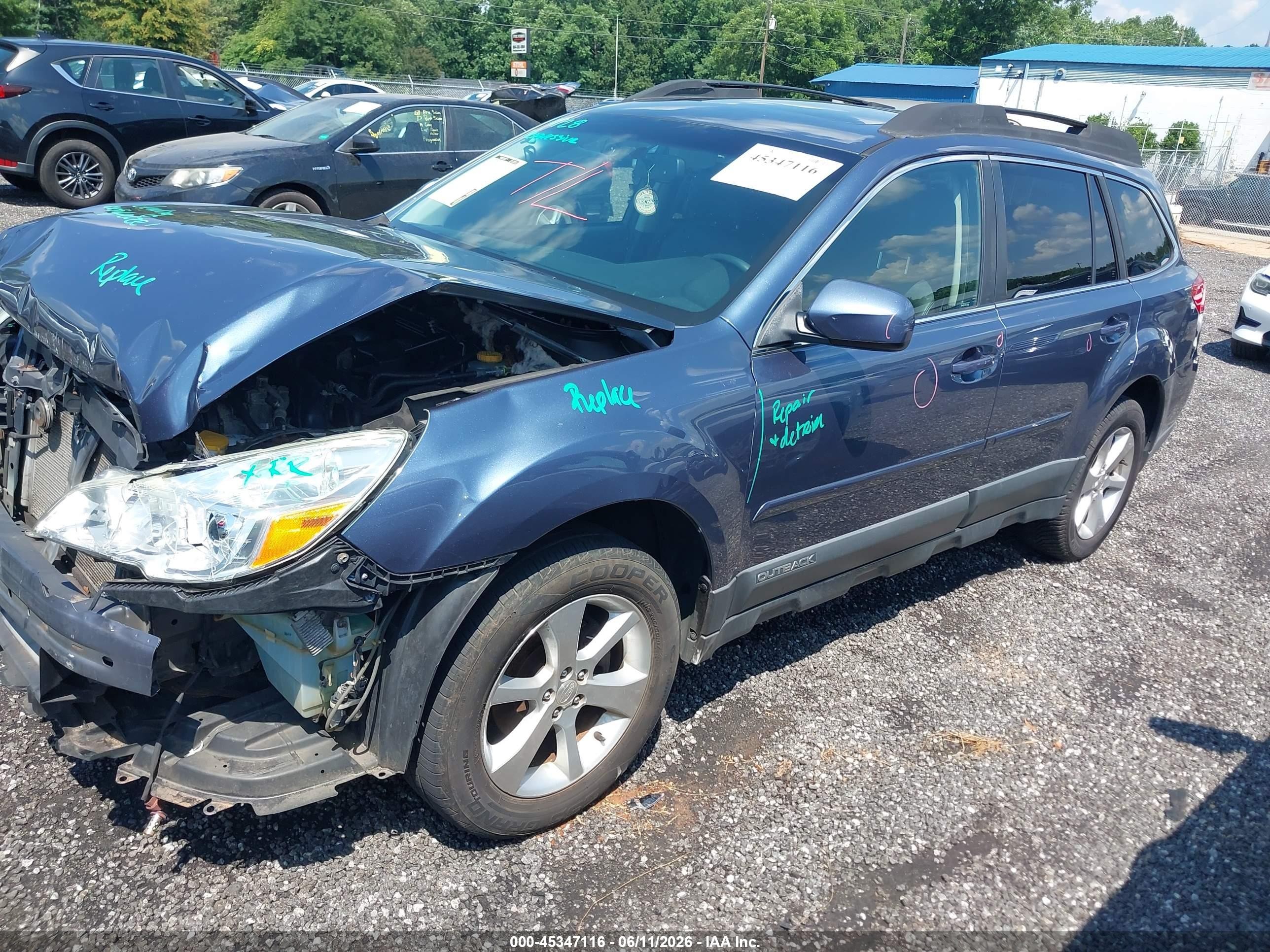 2014 Subaru Outback 2.5i Limited Blue vin: 4S4BRBMC7E3203368