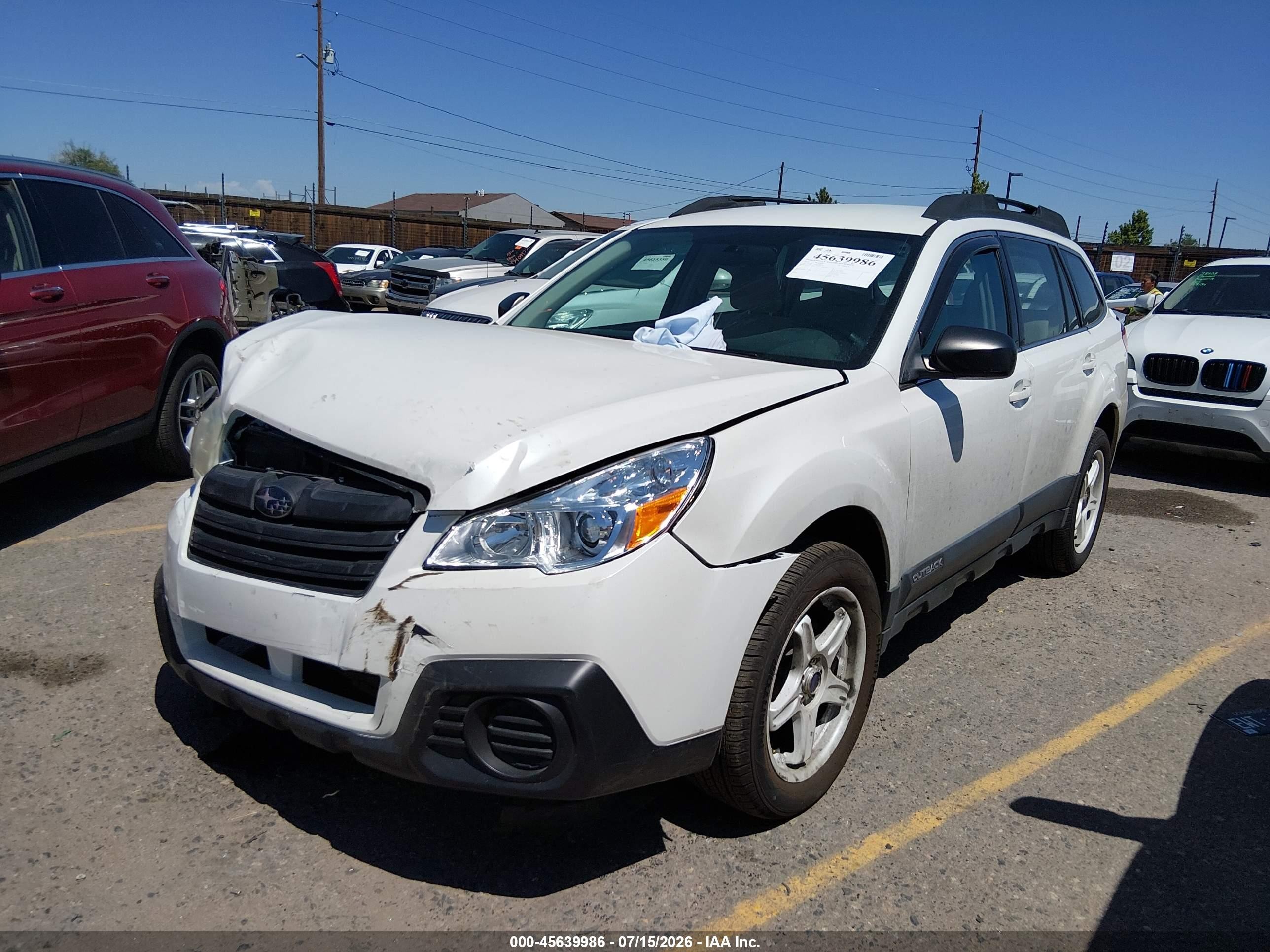 2013 Subaru Outback 2.5i White vin: 4S4BRCAC3D1288150
