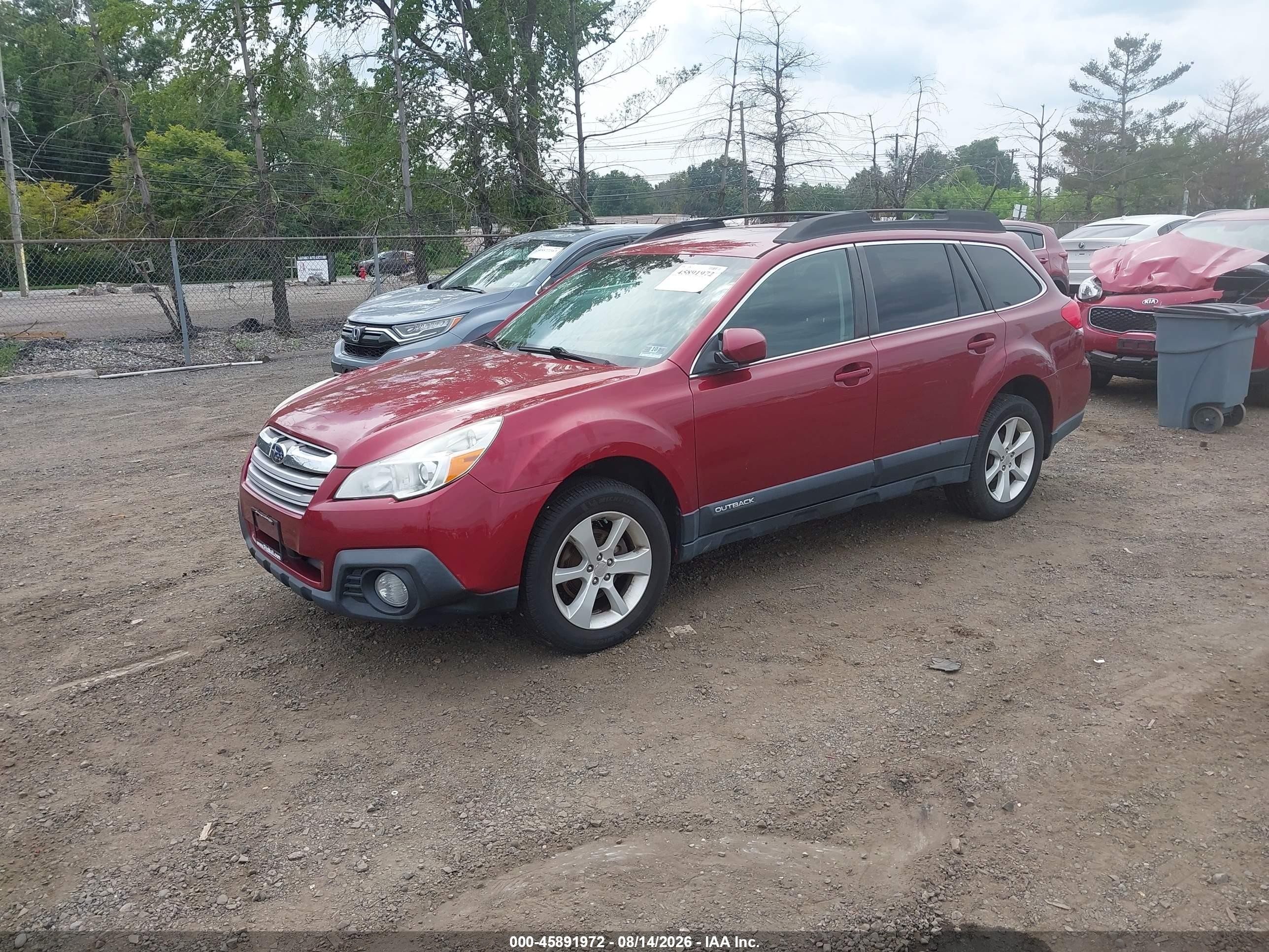 2014 Subaru Outback 2.5i Premium Red vin: 4S4BRCCC1E3259412