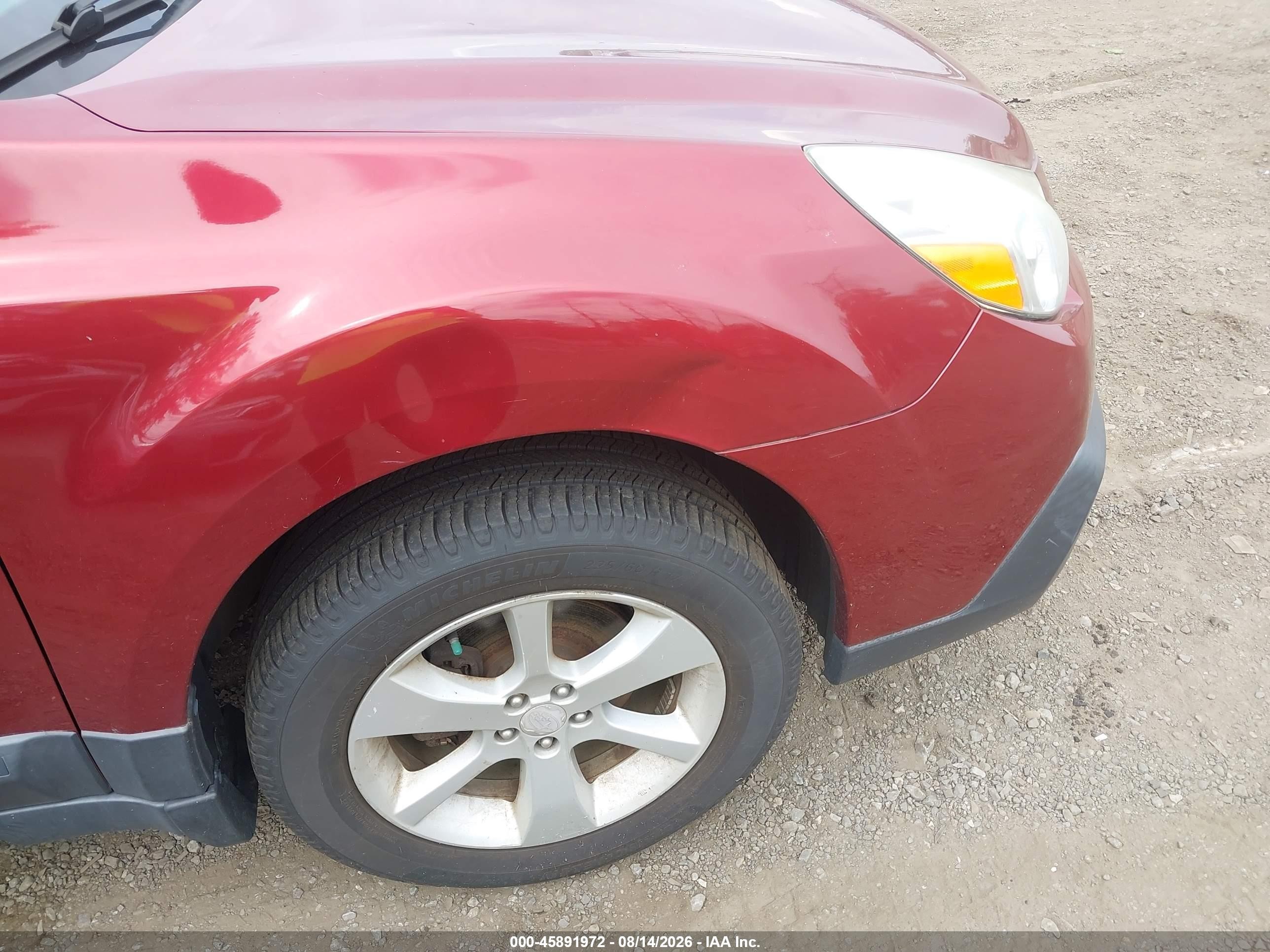 2014 Subaru Outback 2.5i Premium Red vin: 4S4BRCCC1E3259412