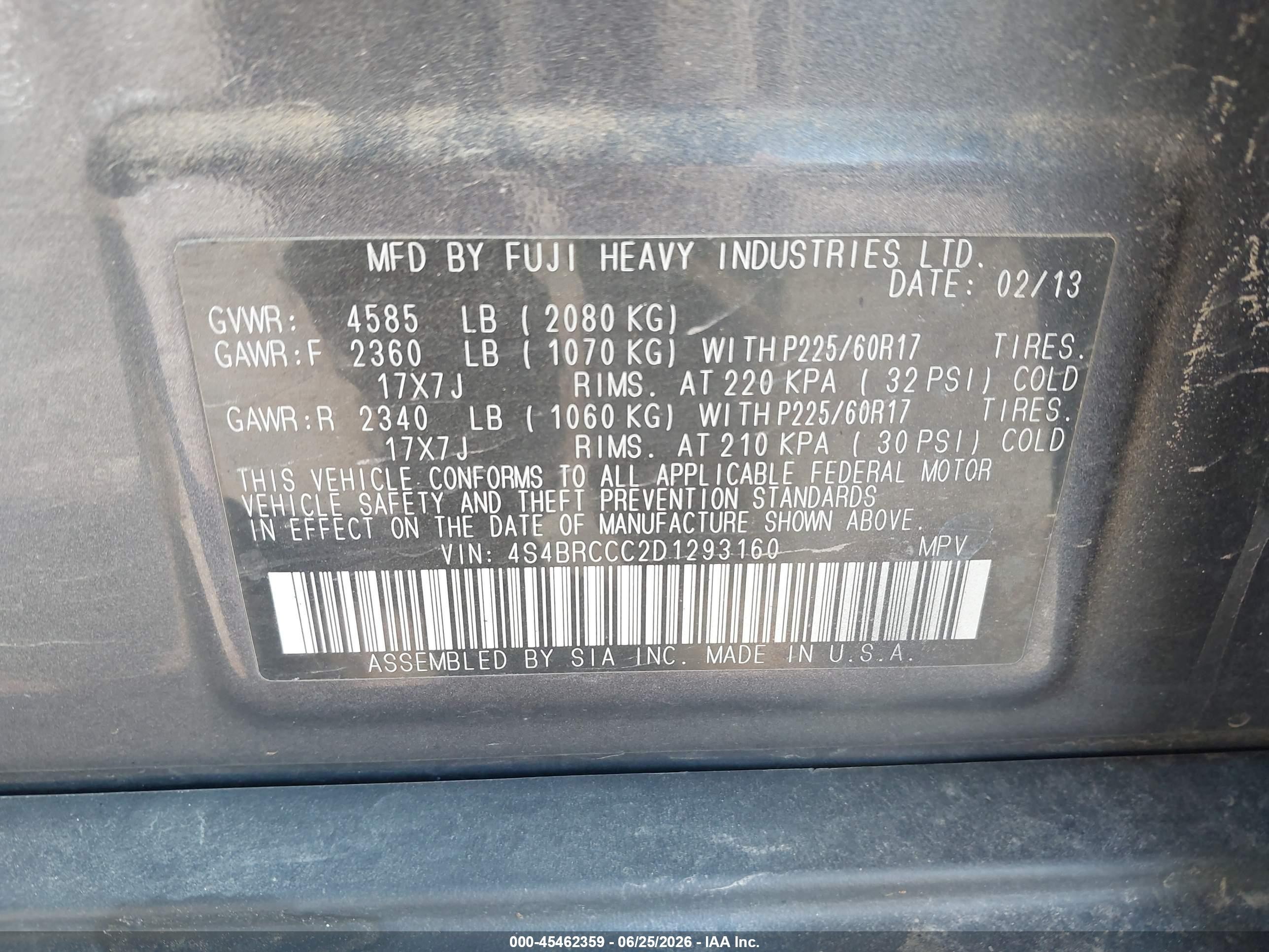 2013 Subaru Outback 2.5i Premium Gray vin: 4S4BRCCC2D1293160