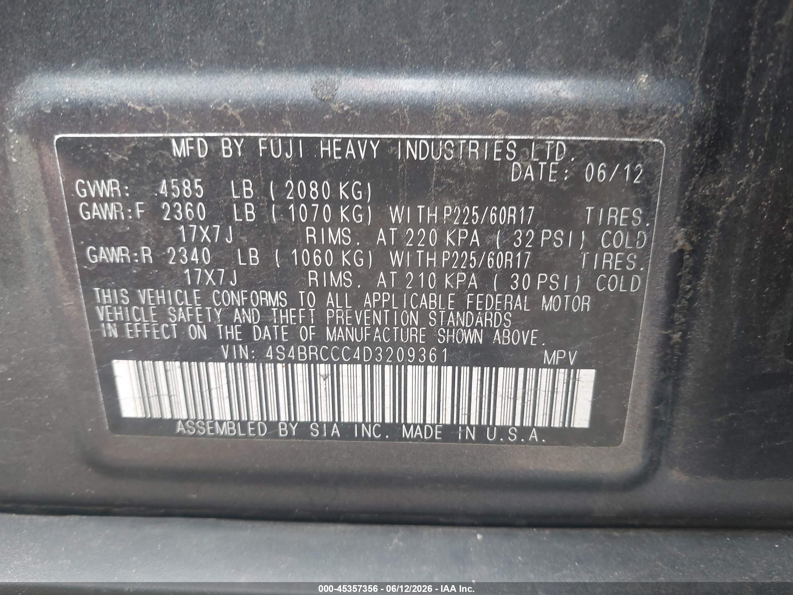 2013 Subaru Outback 2.5i Premium Gray vin: 4S4BRCCC4D3209361