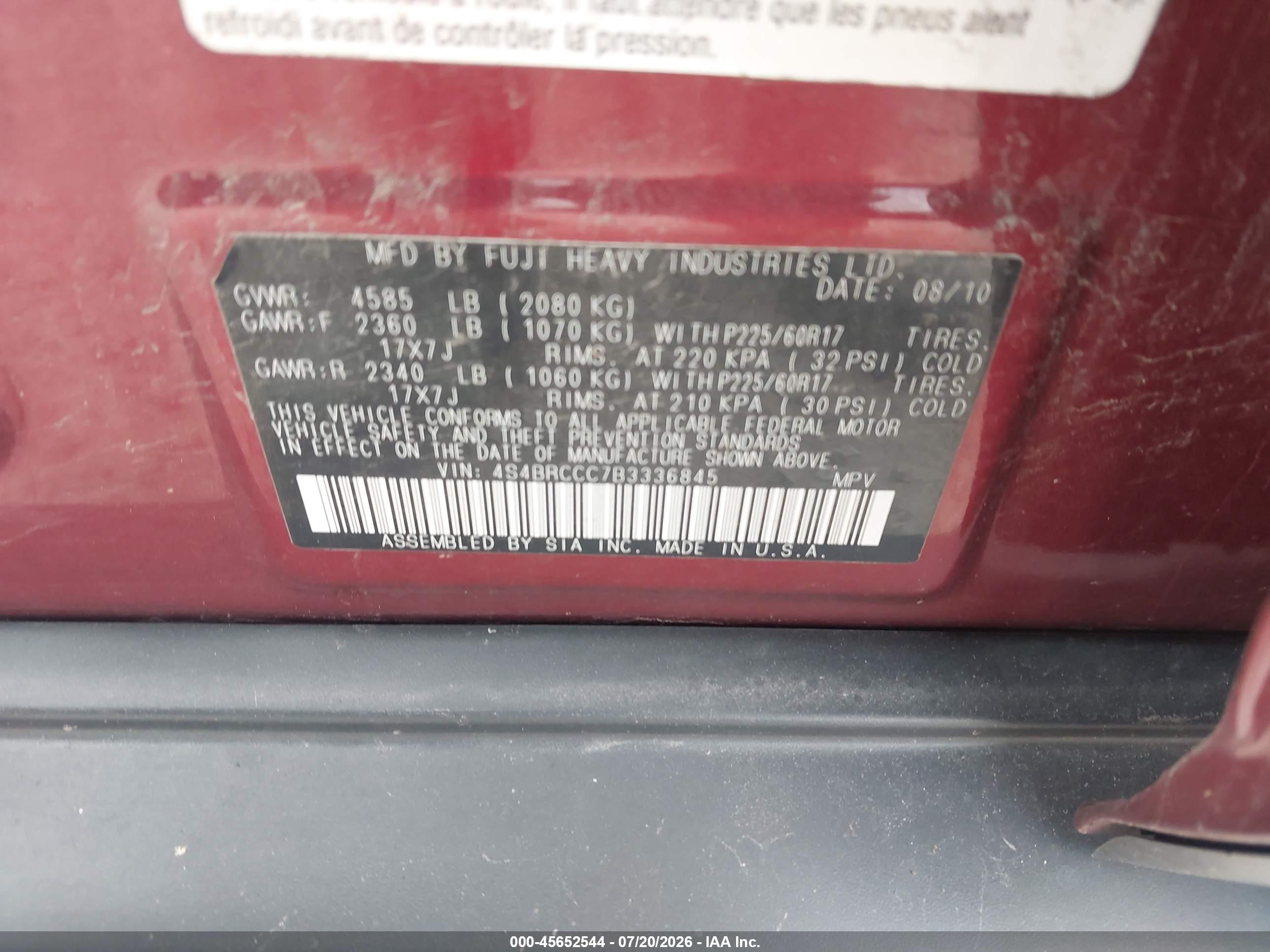 2011 Subaru Outback 2.5i Premium Red vin: 4S4BRCCC7B3336845