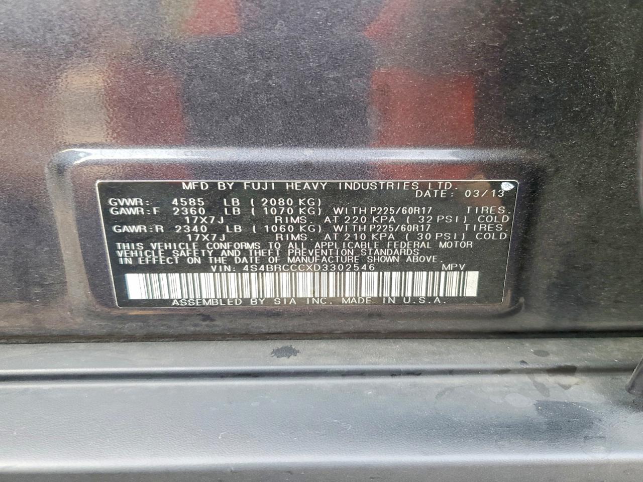 2013 Subaru Outback 2.5i Premium Gray vin: 4S4BRCCCXD3302546