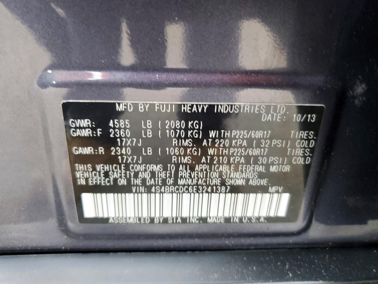 2014 Subaru Outback 2.5i Premium Gray vin: 4S4BRCDC6E3241387