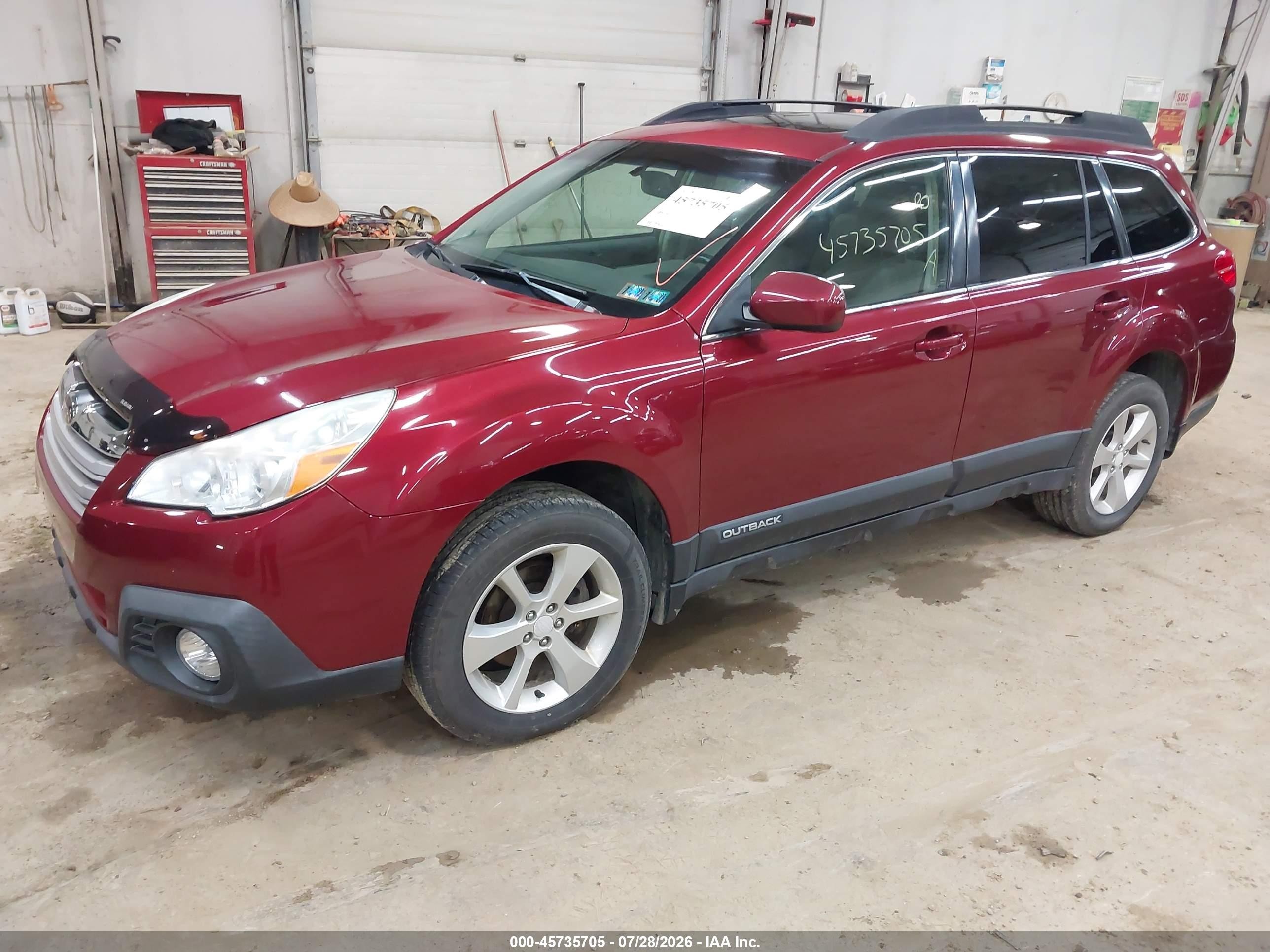 2014 Subaru Outback 2.5i Premium Burgundy vin: 4S4BRCDC7E3205661