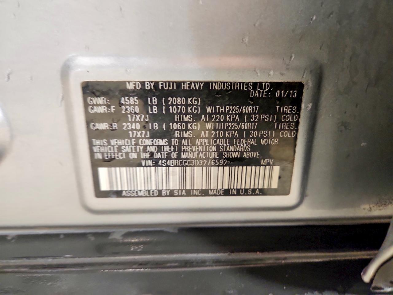 2013 Subaru Outback 2.5i Premium Gray vin: 4S4BRCGC3D3276592