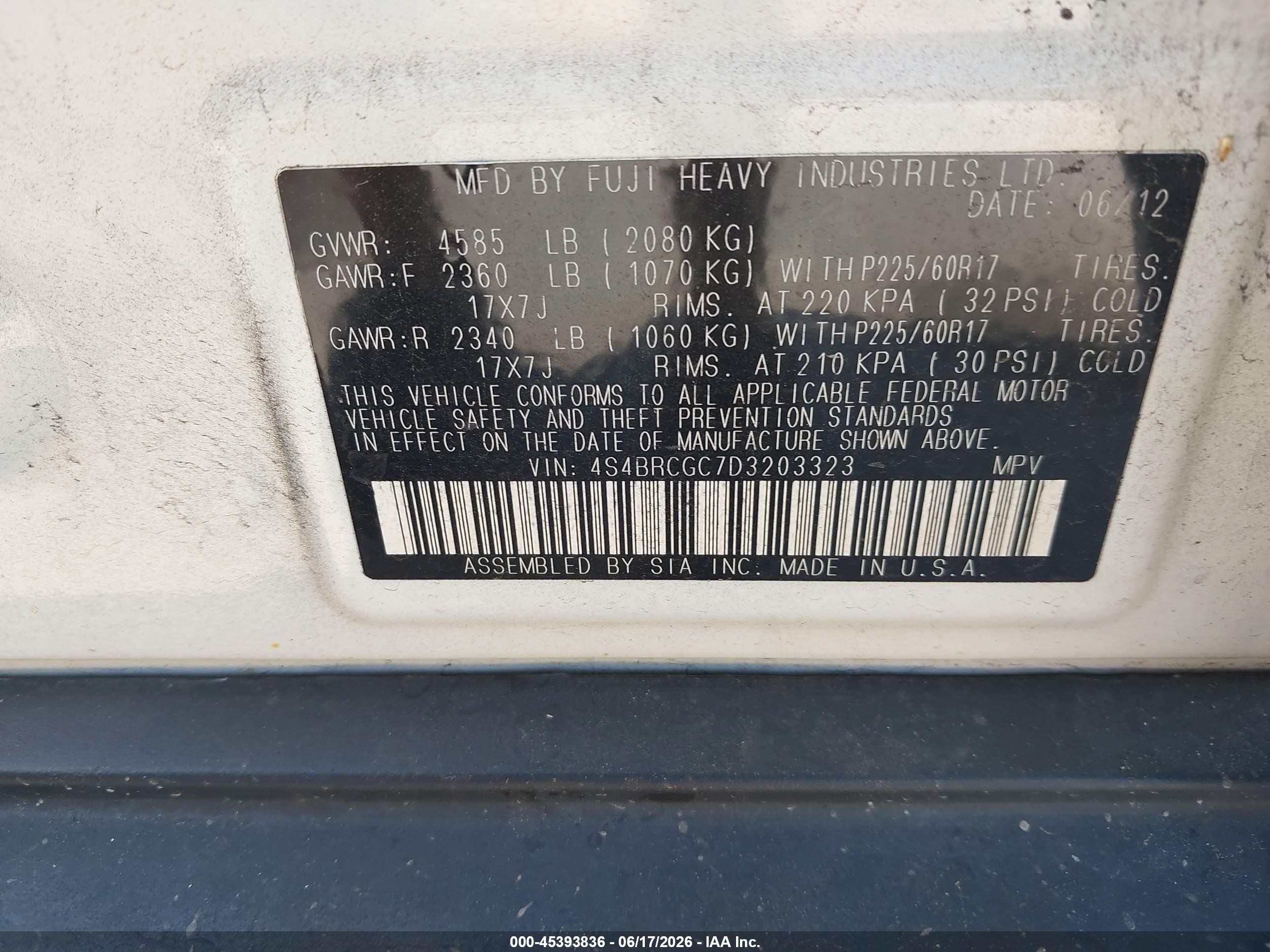 2013 Subaru Outback 2.5i Premium Белый vin: 4S4BRCGC7D3203323