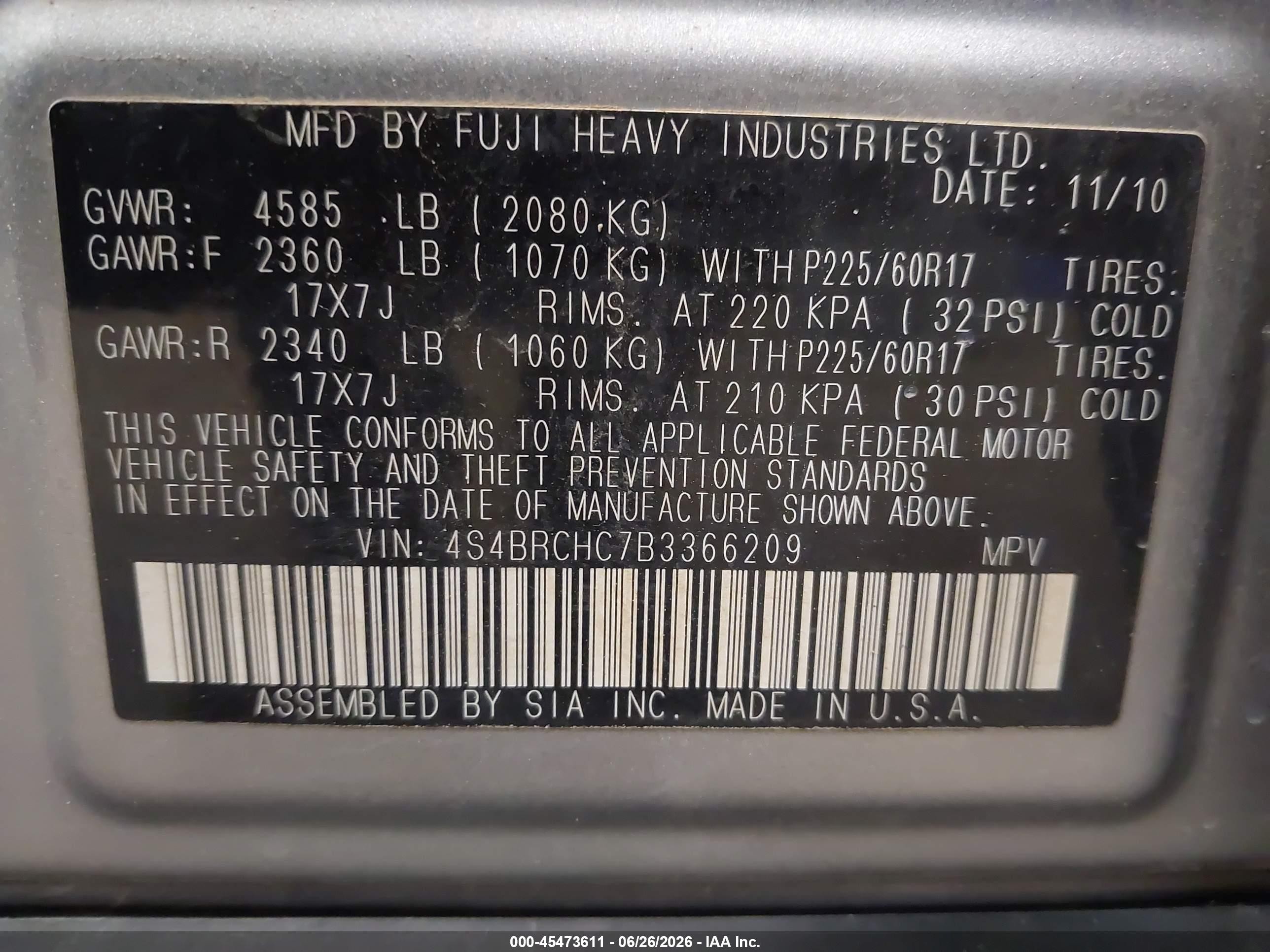 2011 Subaru Outback 2.5i Premium Silver vin: 4S4BRCHC7B3366209