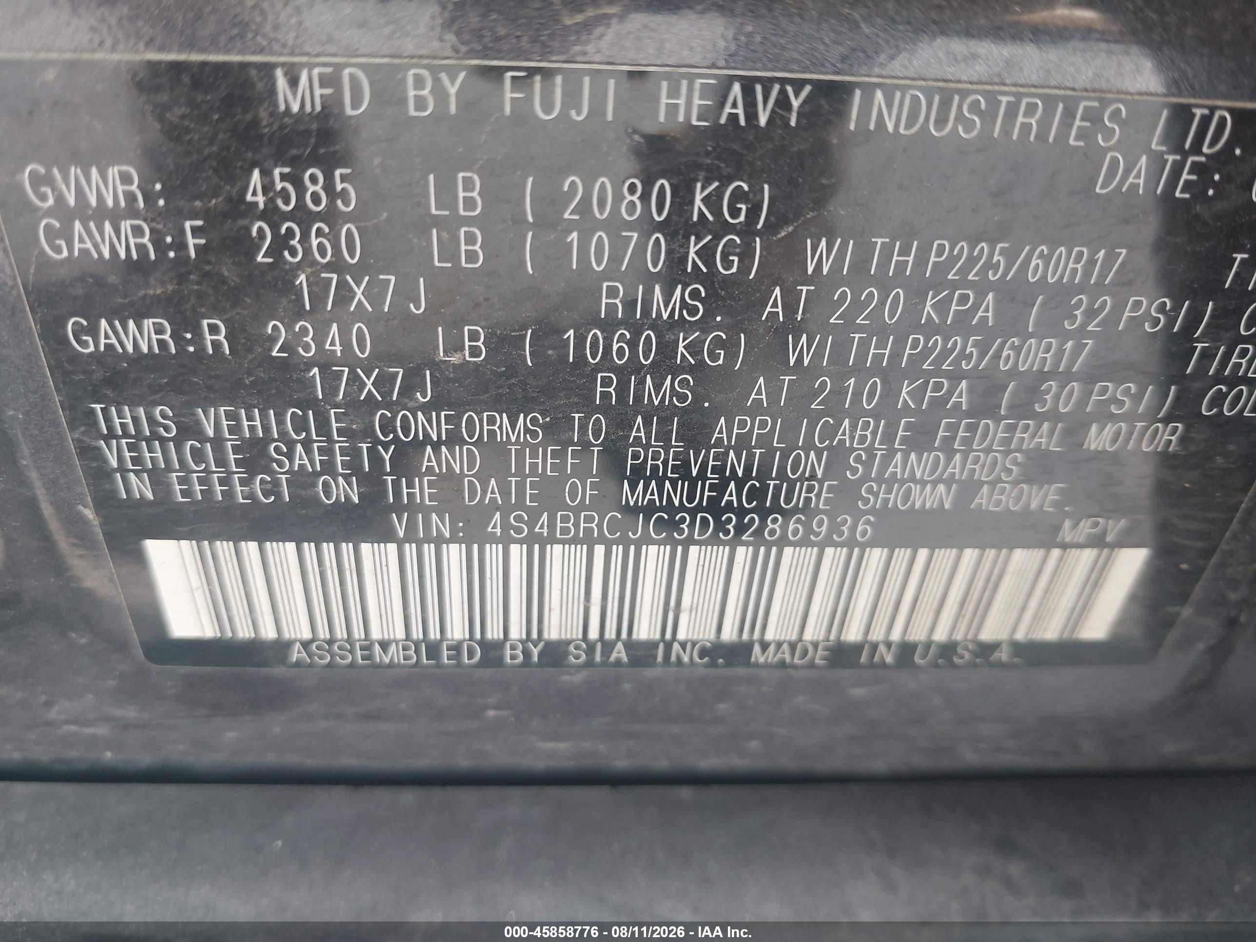 2013 Subaru Outback 2.5i Limited Gray vin: 4S4BRCJC3D3286936