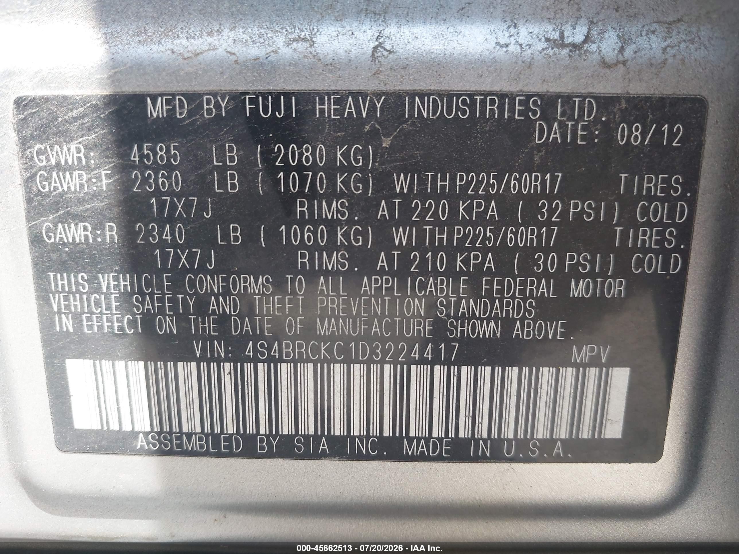 2013 Subaru Outback 2.5i Limited Silver vin: 4S4BRCKC1D3224417