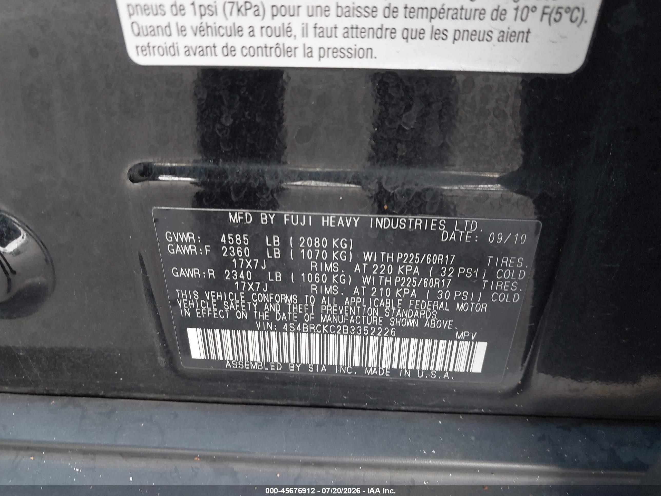2011 Subaru Outback 2.5i Limited Black vin: 4S4BRCKC2B3352226