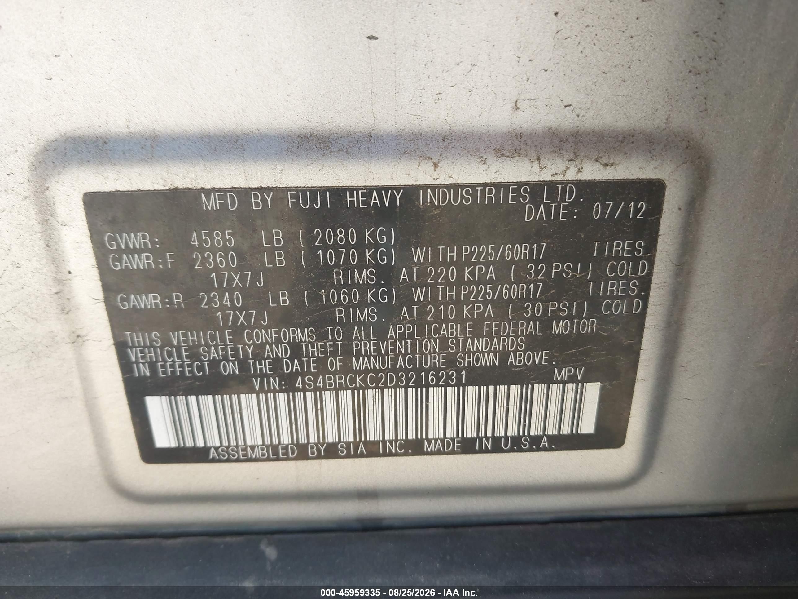 2013 Subaru Outback 2.5i Limited Silver vin: 4S4BRCKC2D3216231