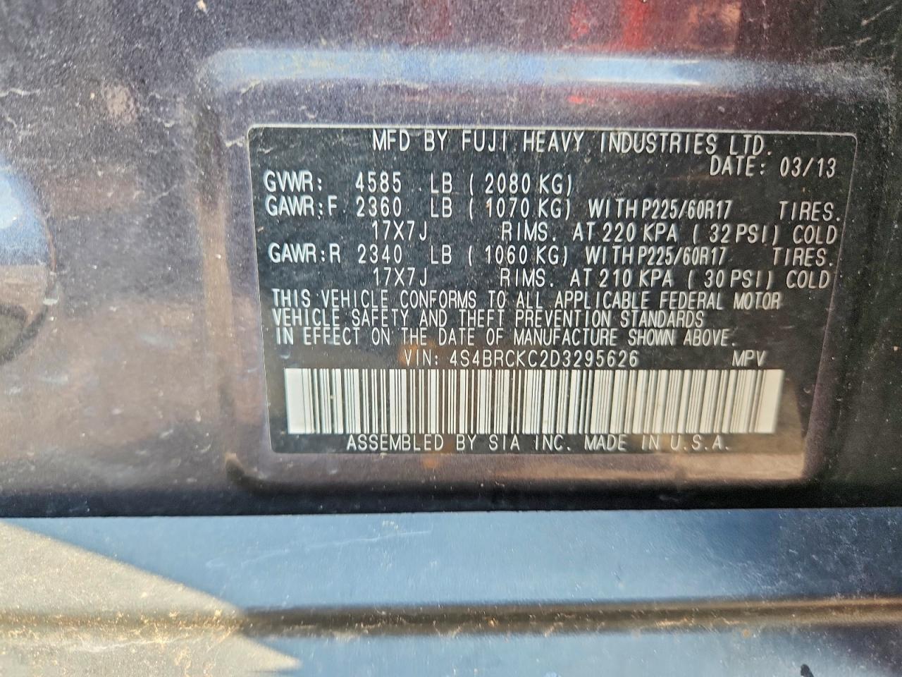 2013 Subaru Outback 2.5i Limited Gray vin: 4S4BRCKC2D3295626