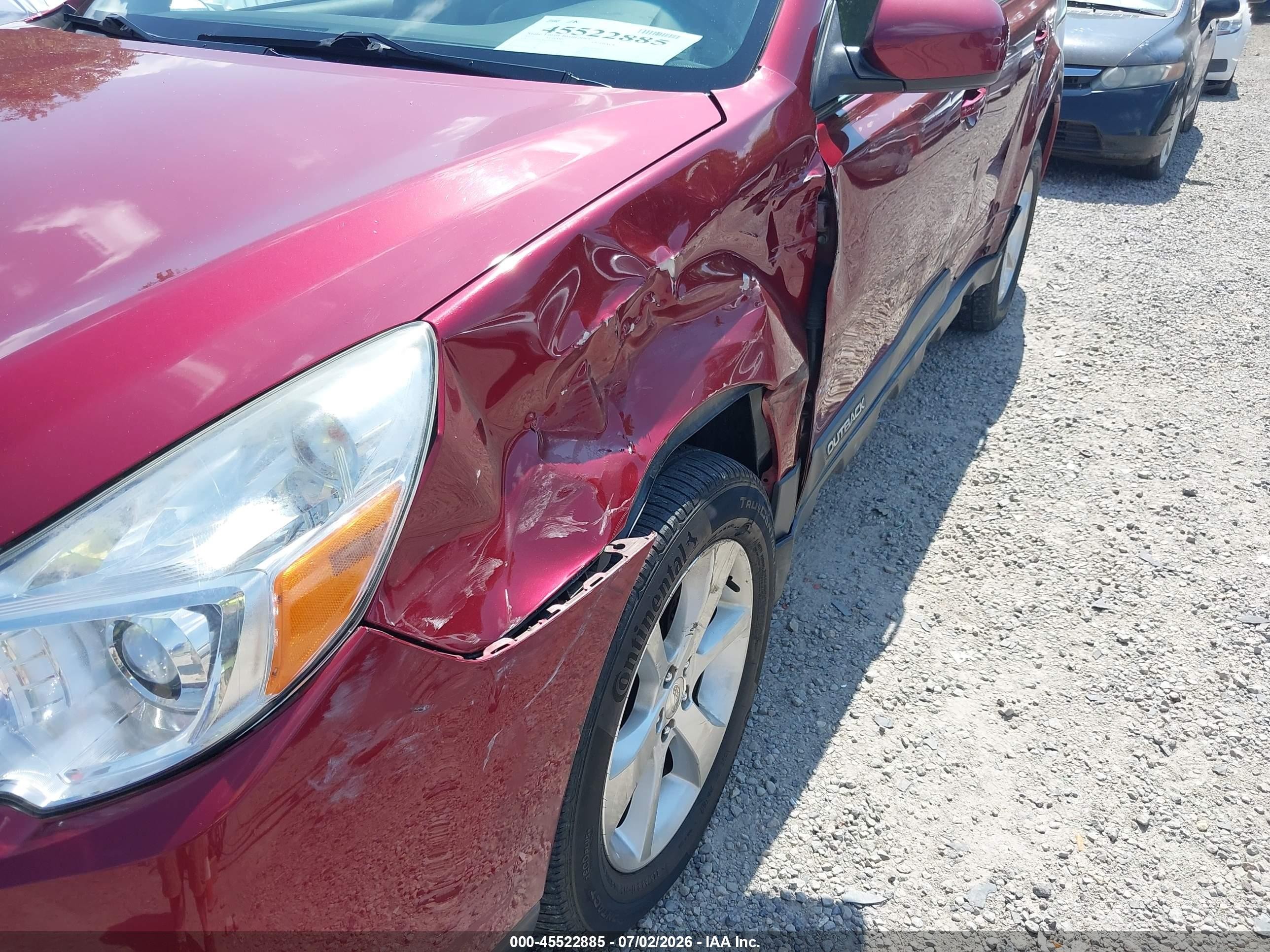 2013 Subaru Outback 2.5i Limited Red vin: 4S4BRCKC3D3246340